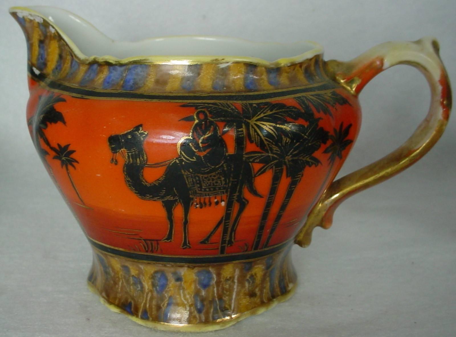 Noritake China Desert Scene Man on Camel Teapot, Creamer, Sugar Bowl, and 1 Cup In Good Condition For Sale In St. Petersburg, FL