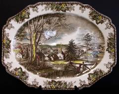 Vintage JOHNSON BROTHERS china FRIENDLY VILLAGE made in England TURKEY PLATTER 20"