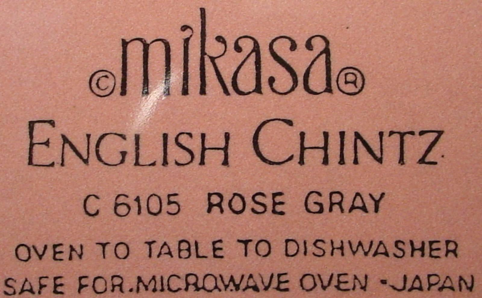 MIKASA china ROSE GRAY English Chintz C6105 pattern 47-pc SET SERVICE for TEN In Excellent Condition For Sale In St. Petersburg, FL