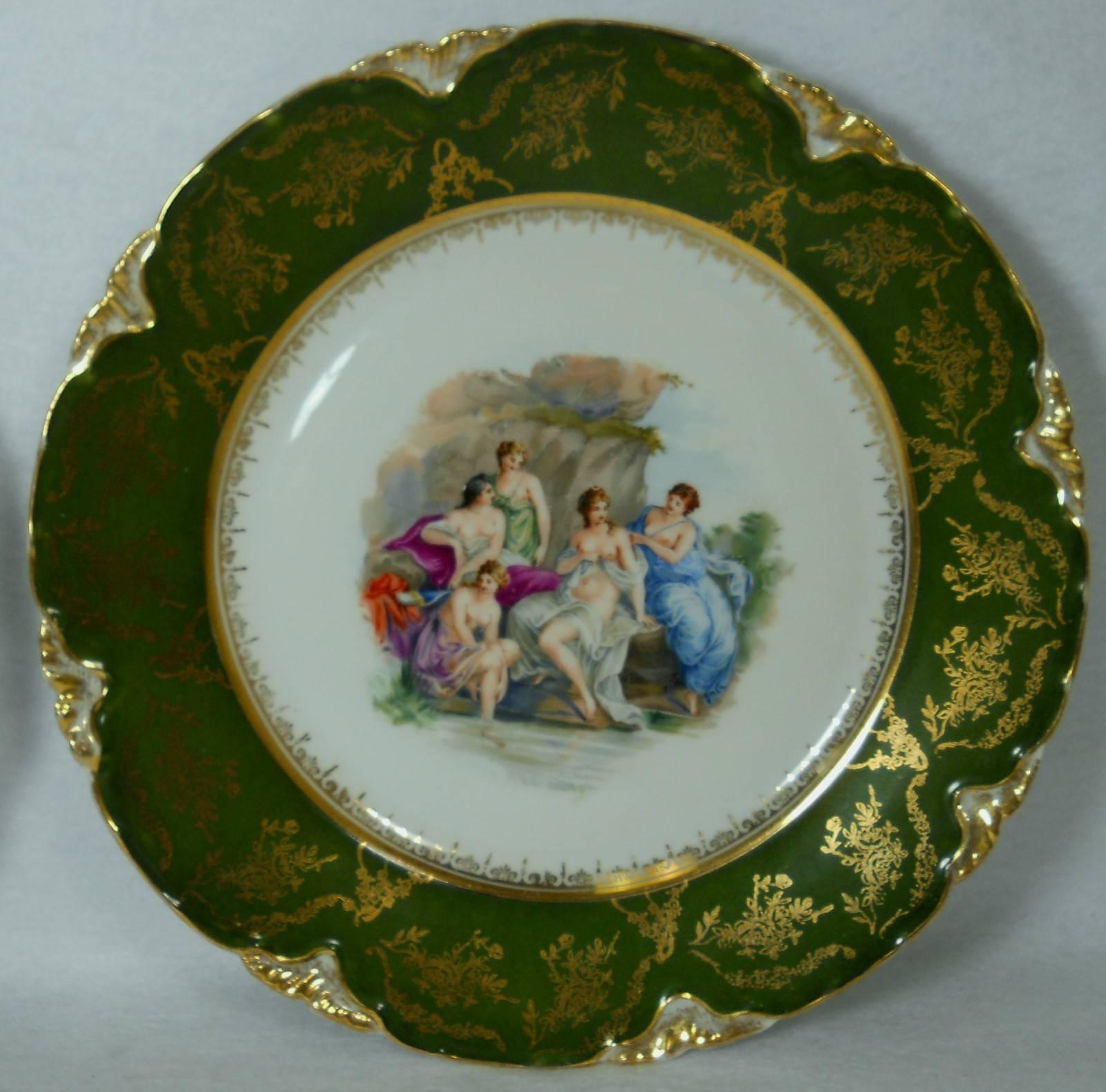 Austrian Lewis Strauss & Sons, Classic Scenes Women Set of Twelve of 12 Dinner Plates  For Sale
