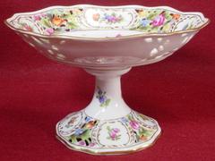 CARL THIEME Porcelain DRESDEN c6t1 pattern FOOTED COMPOTE 4" x 6-3/4"