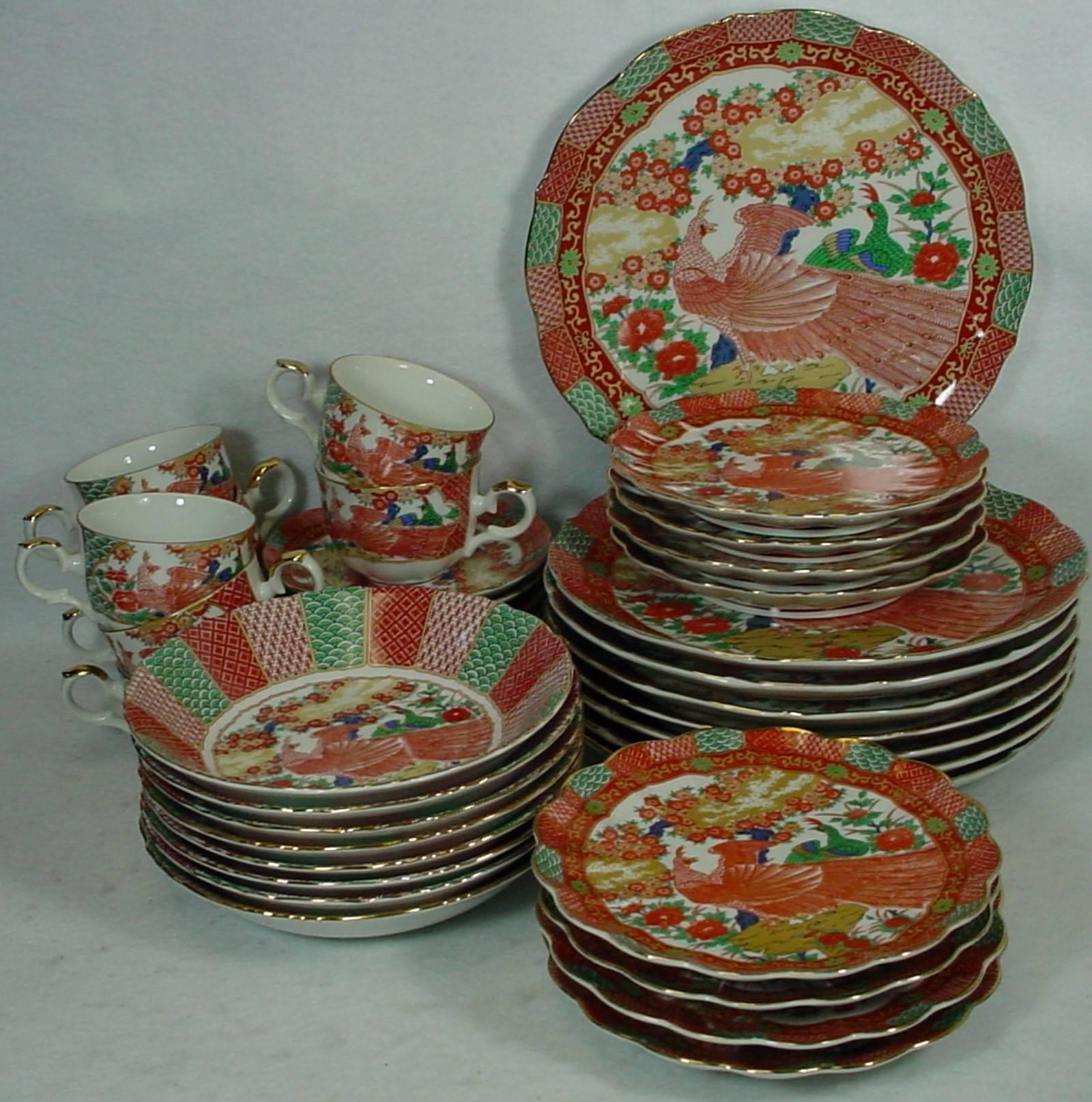 ARITA china IMARI PEACOCK pattern 40-pc SET SERVICE for EIGHT