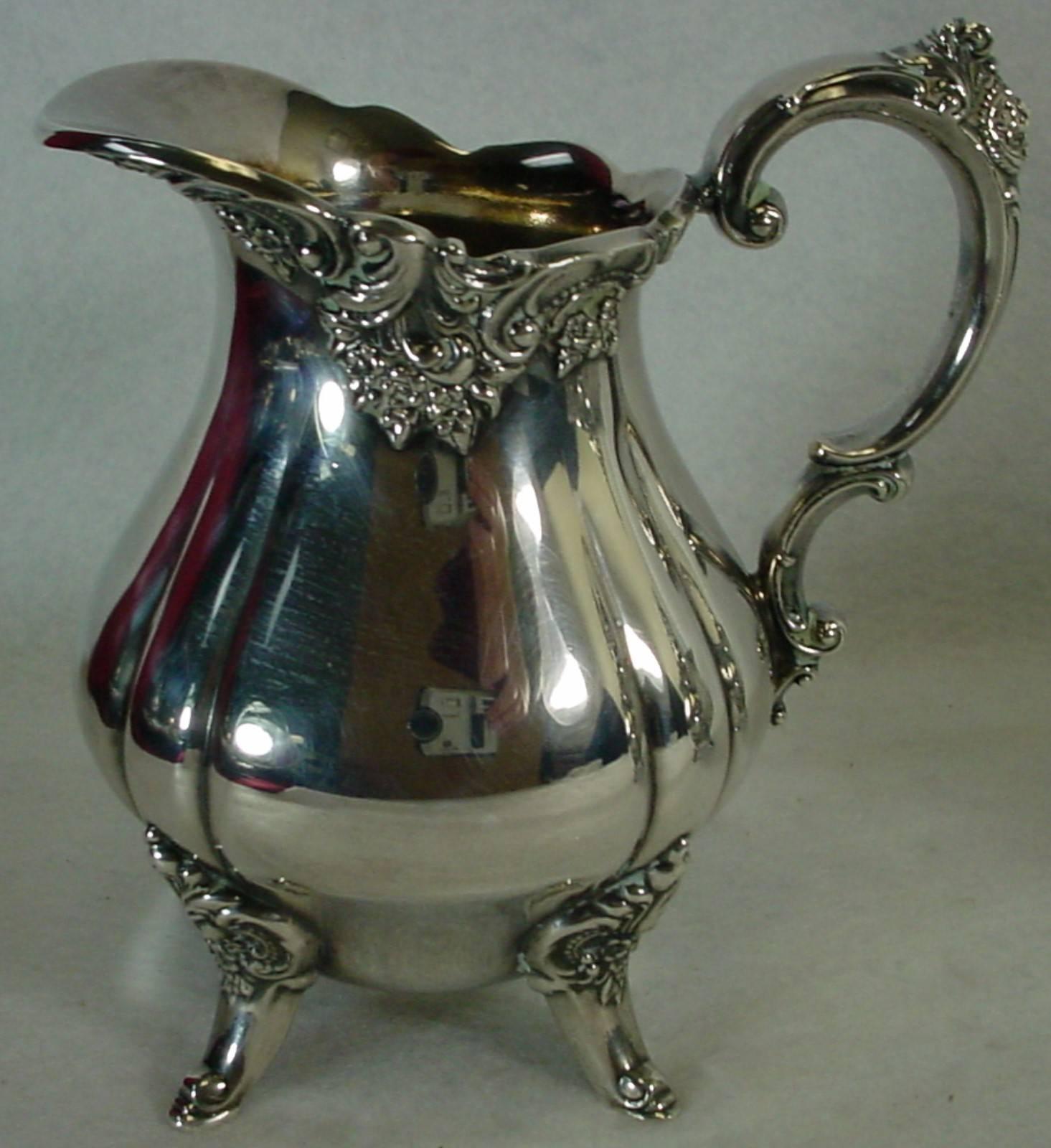 20th Century Wallace Silver Baroque Silver Plate Five-Piece Teapot, Coffeepot, Tray Set