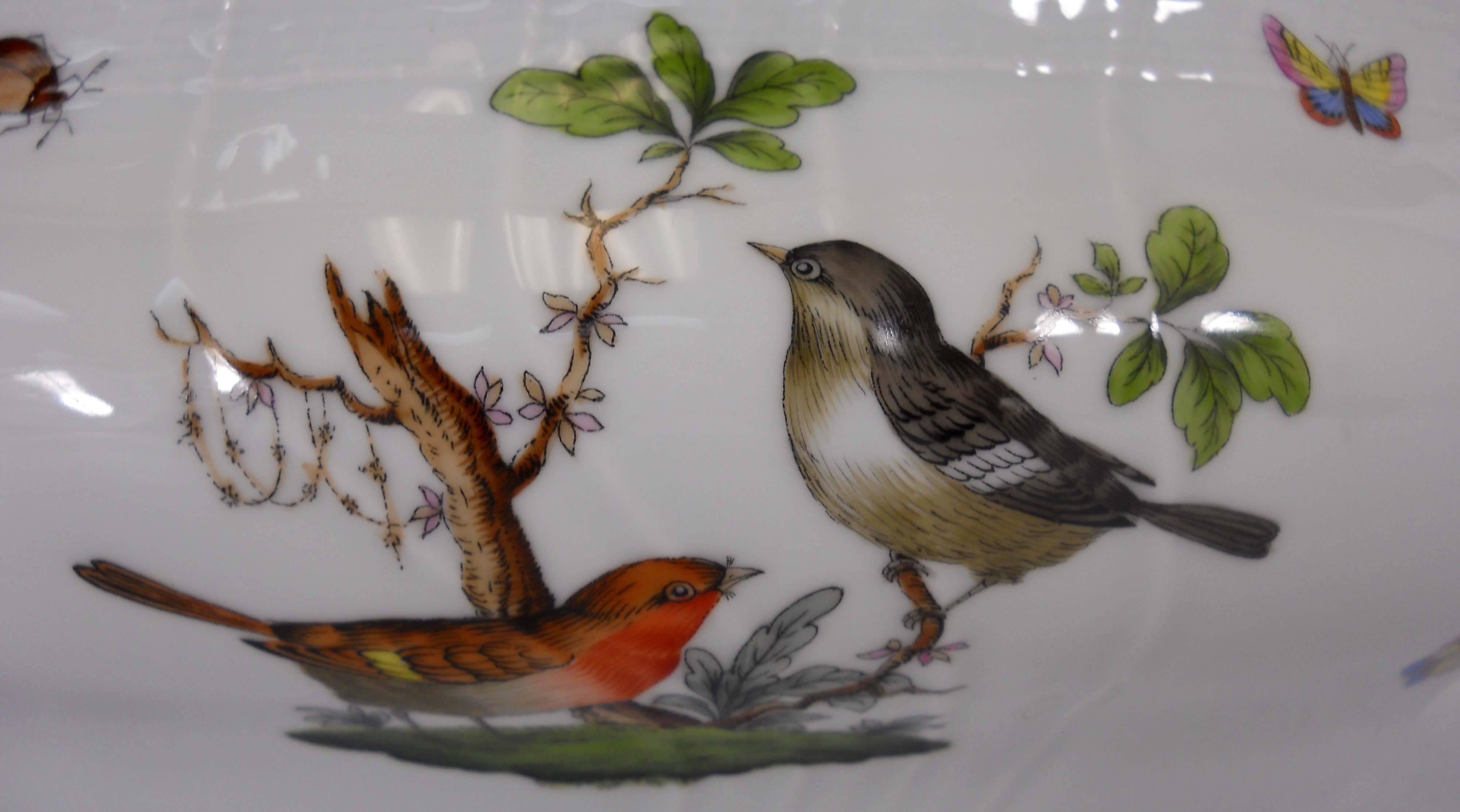 Hand-Painted Herend Porcelain Rothschild Bird Pattern Hand-painted 3qt. Soup Tureen