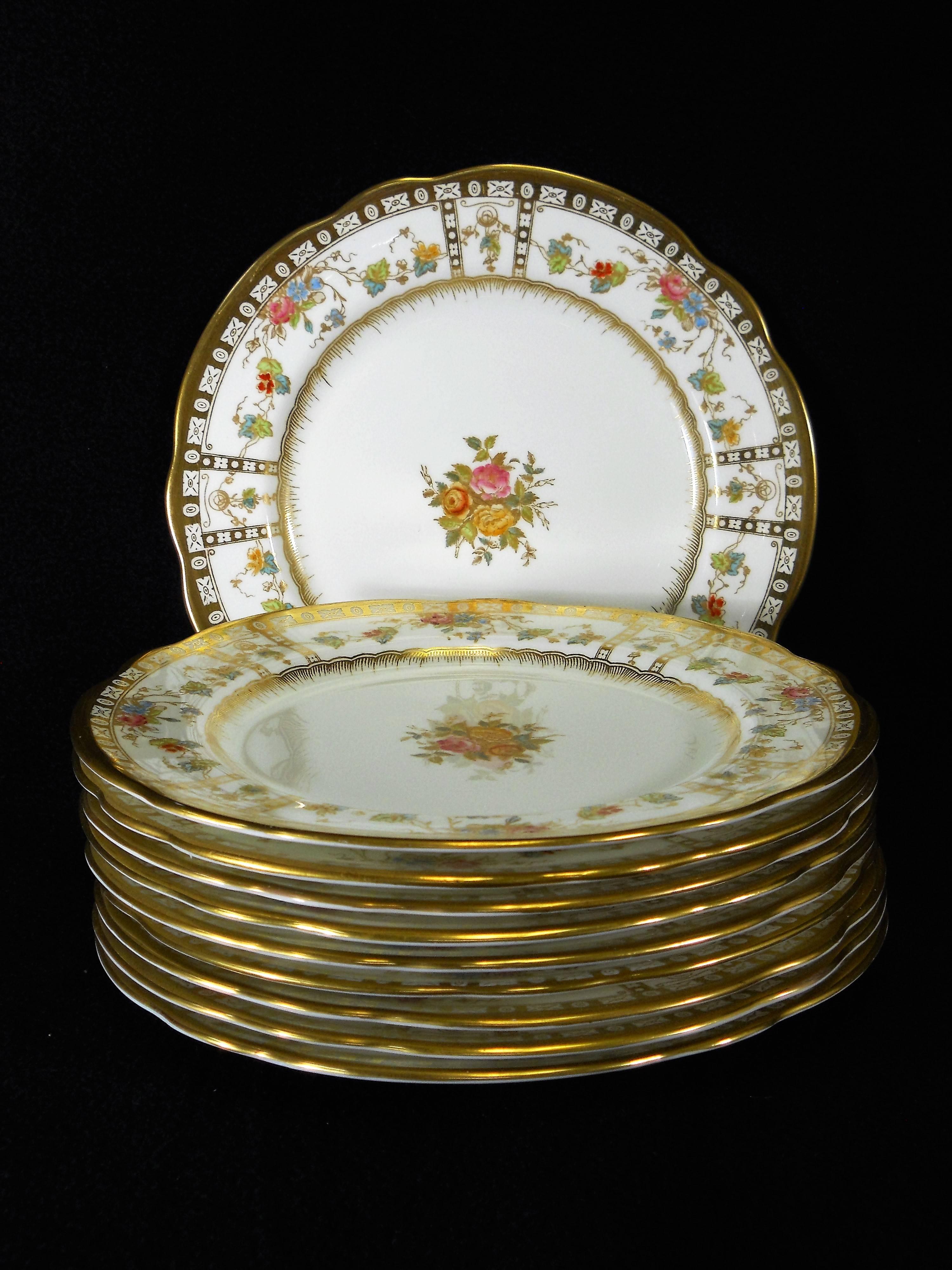 Late 19th Century Stunning set of Ten 19th Century Dessert Plates Designed by Wedgwood China