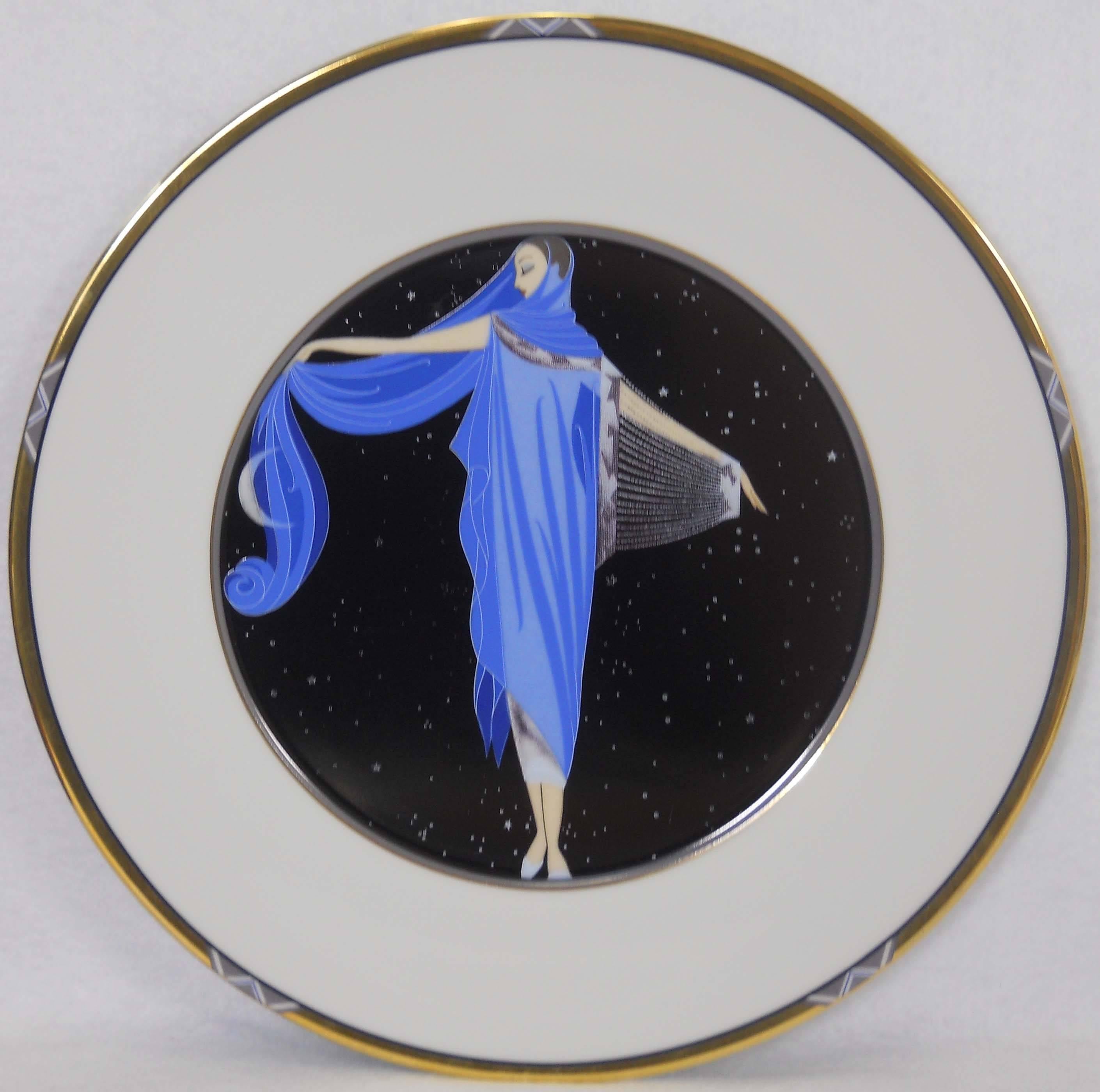  1988 Erte Moonlight Porcelain Plate or Charger UH200 by Mikasa 