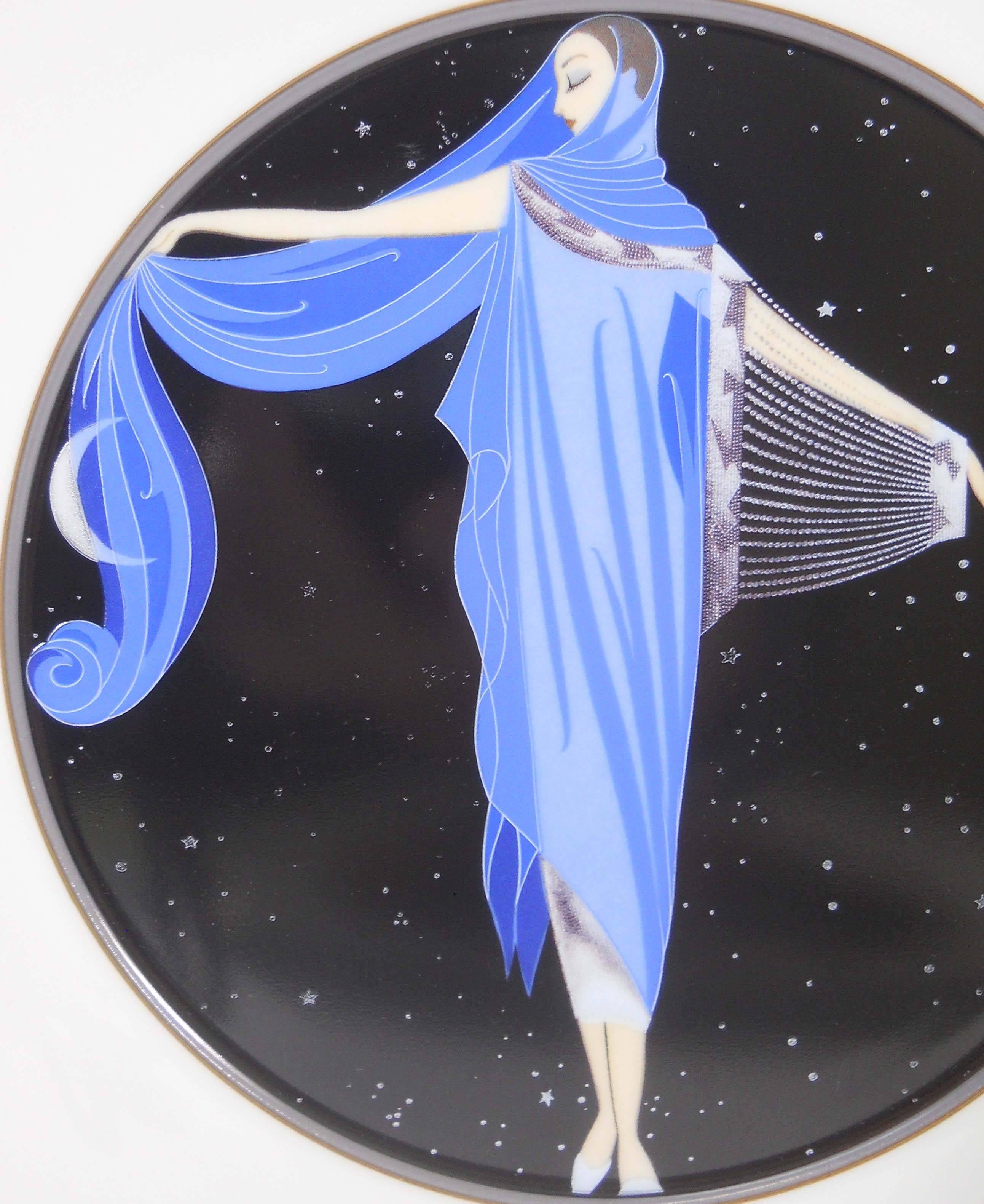 Erte MOONLIGHT Charger Plate. UH200- Fine China - West Germany. Art Deco Mikasa 12 1/2