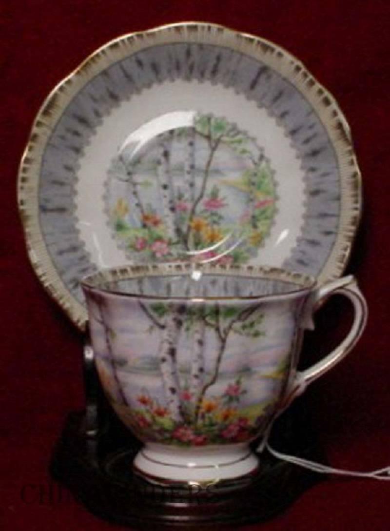 20th Century ROYAL ALBERT china SILVER BIRCH pattern 24-piece Tea or Dessert Set