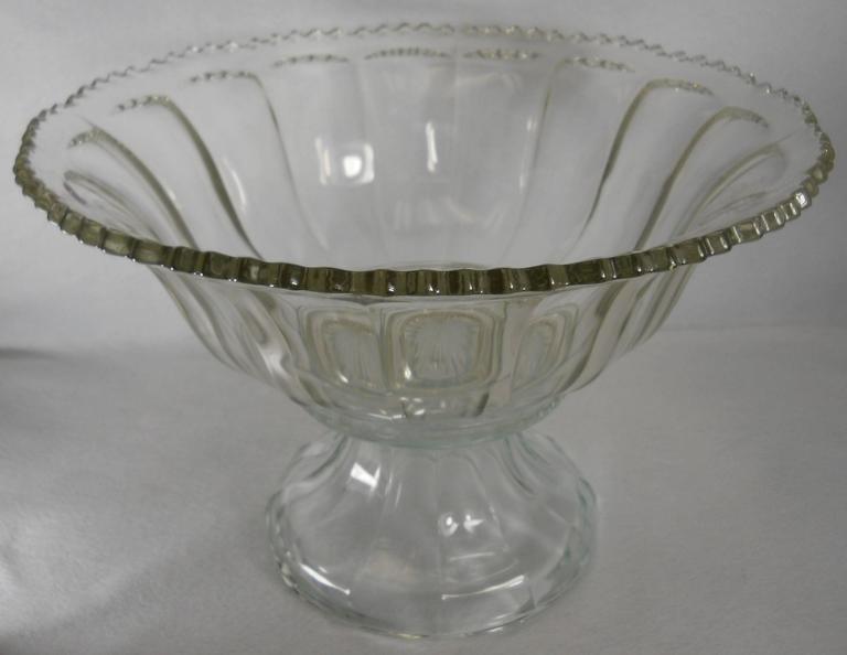 1962 Indiana Glass Co. Colonial Paneled PUNCH BOWL SET w/Scalloped Rim