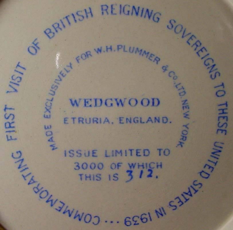 English  Wedgwood Queensware Lion Handled Mug King George VII and Elizabeth, 1939