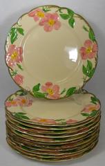 Vintage FRANCISCAN china DESERT ROSE pattern Set of Twelve (12) SALAD Plates
