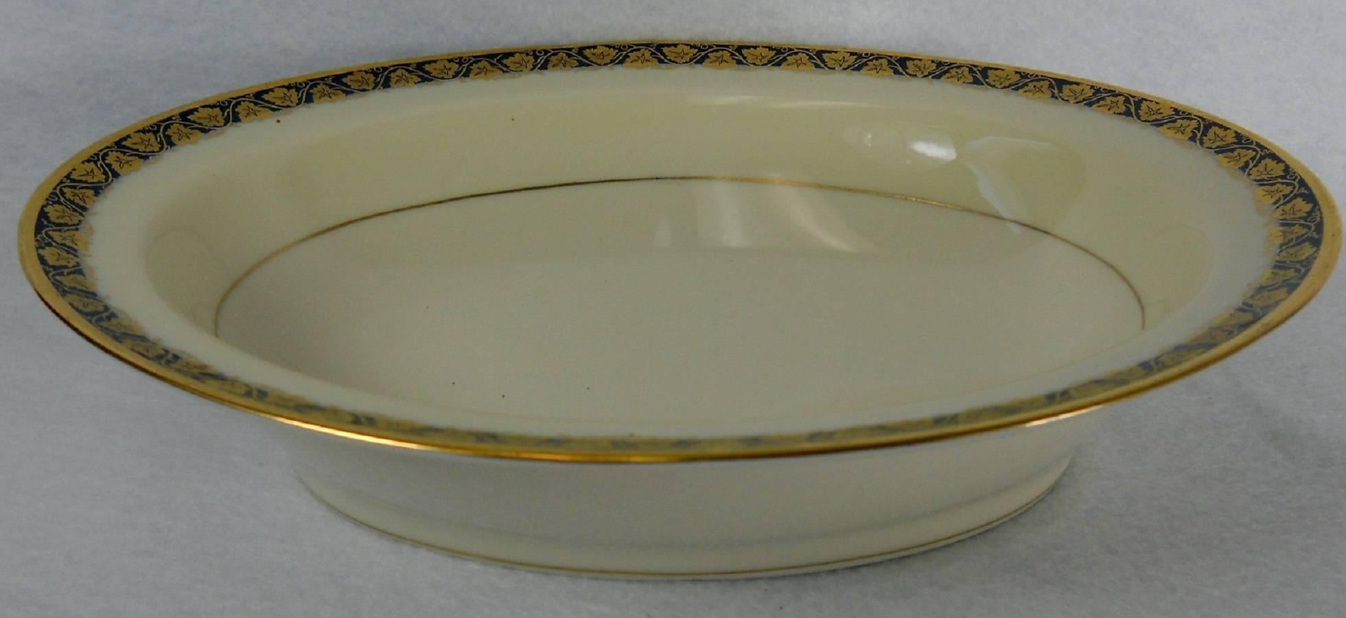 Haviland China, Oakmont Cobalt Blue Seven-Piece Hostess Set Bowl Platter 3