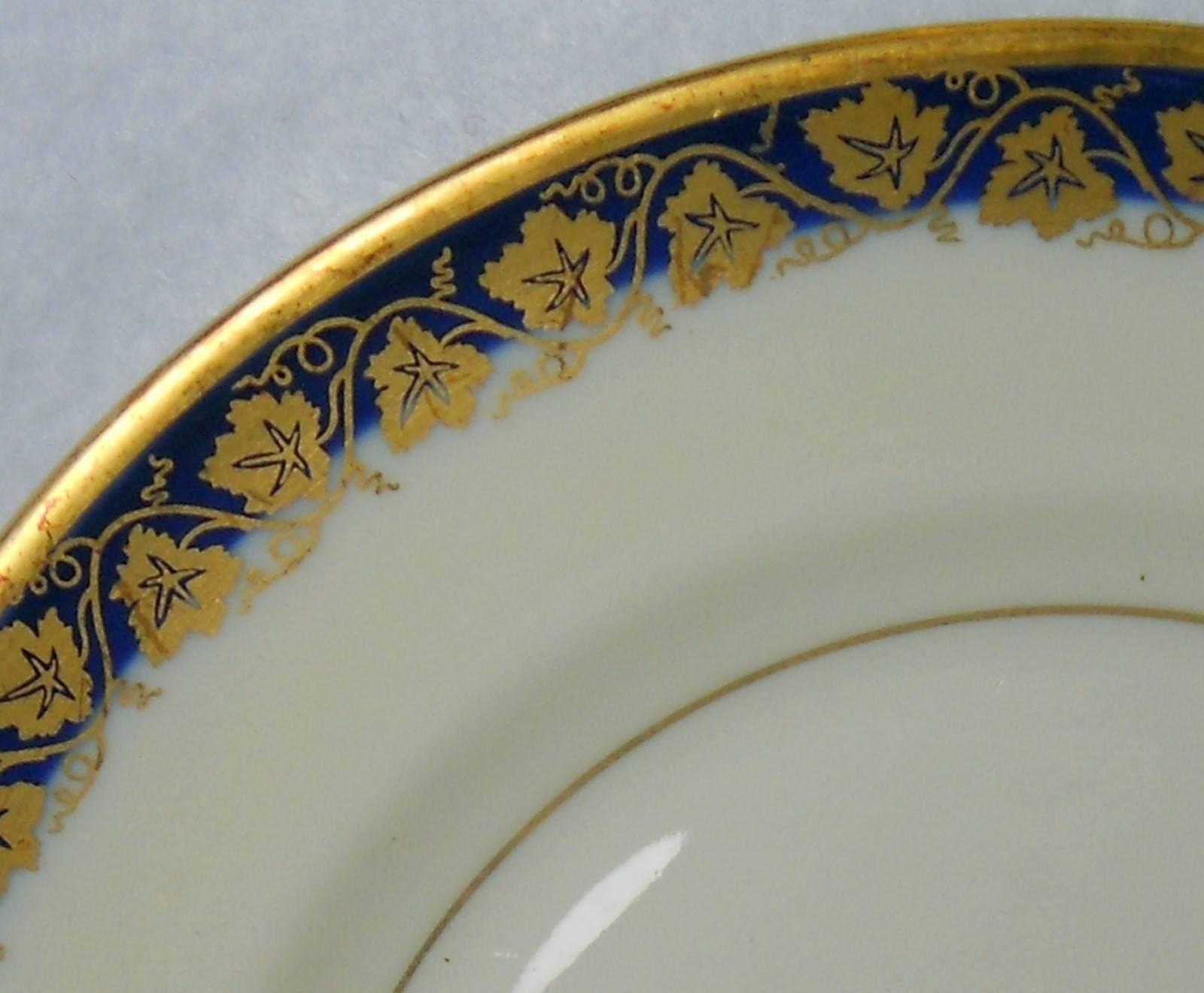 American Haviland China, Oakmont Cobalt Blue Seven-Piece Hostess Set Bowl Platter