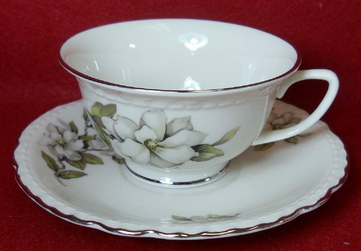 American Embassy China Silver Gardenia Pattern 53-Piece Set Service for Eight