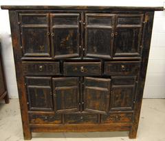 18th Century Chinese Black Elmwood Armoire, Shanxi Province