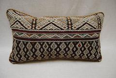 Custom Pillow Cut from a Hand-Loomed Wool Moroccan Rug, Atlas Mountains