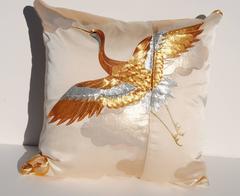Custom Pillow Cut from a Vintage Silk Embroidered Japanese Wedding Kimono