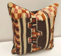 Custom Pillow Cut from a Vintage Hand Loomed Wool Moroccan Rug