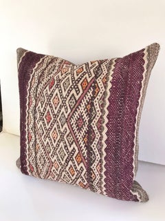 Custom Pair of Pillows Cut from a Vintage Hand-Loomed Wool Moroccan Berber Rug
