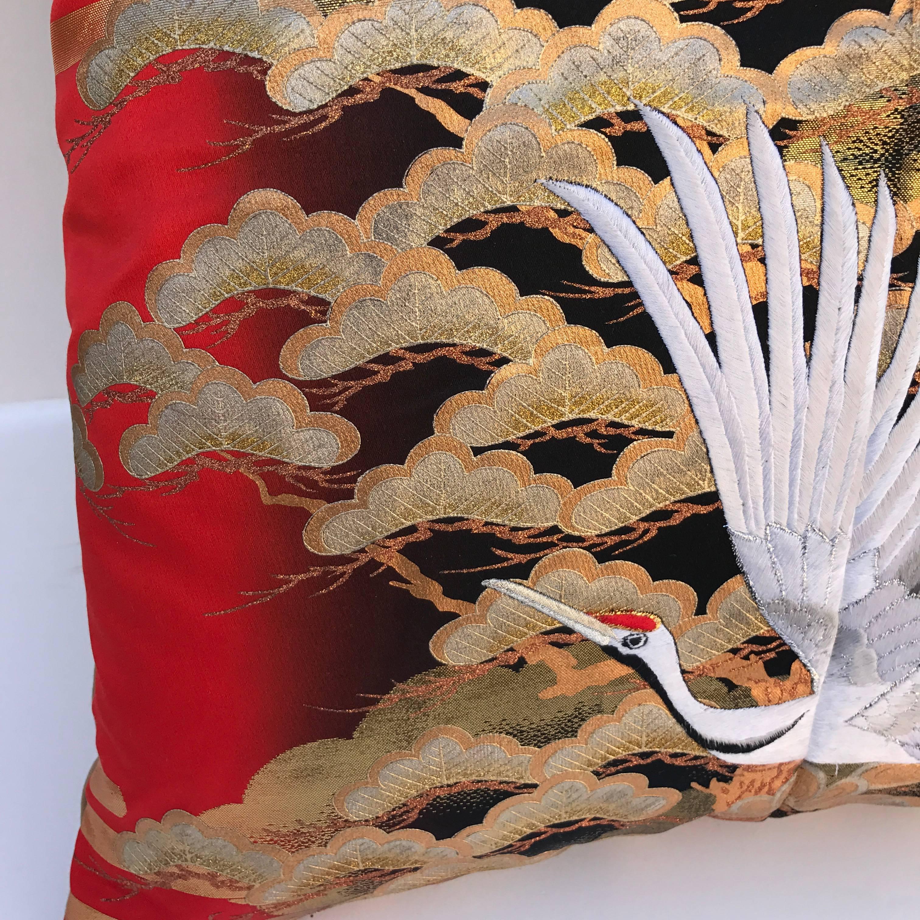 20th Century Custom Pillow Cut from a Vintage Silk Japanese Uchikake Wedding Kimono