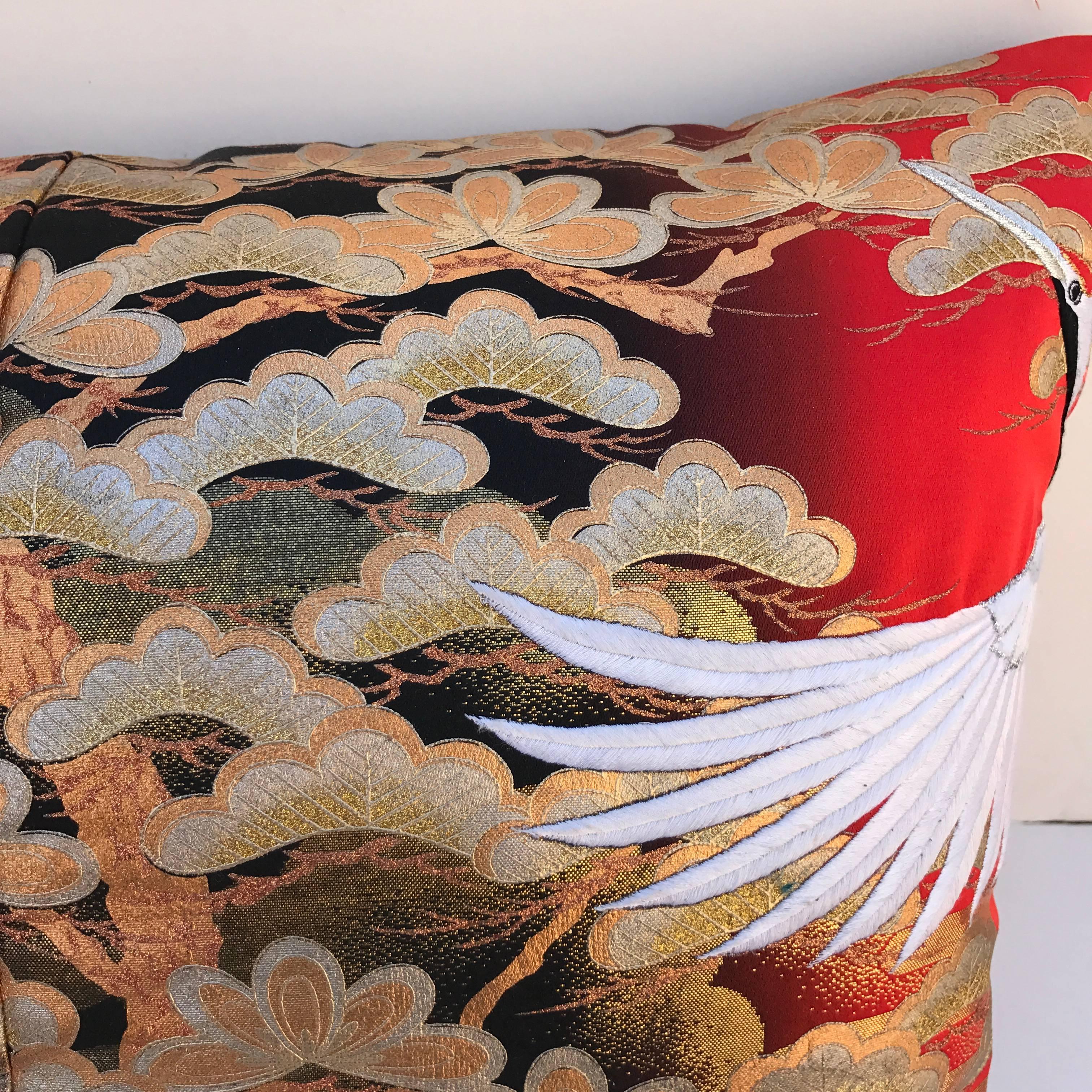 Custom Pillow Cut from a Vintage Silk Japanese Uchikake Wedding Kimono 1