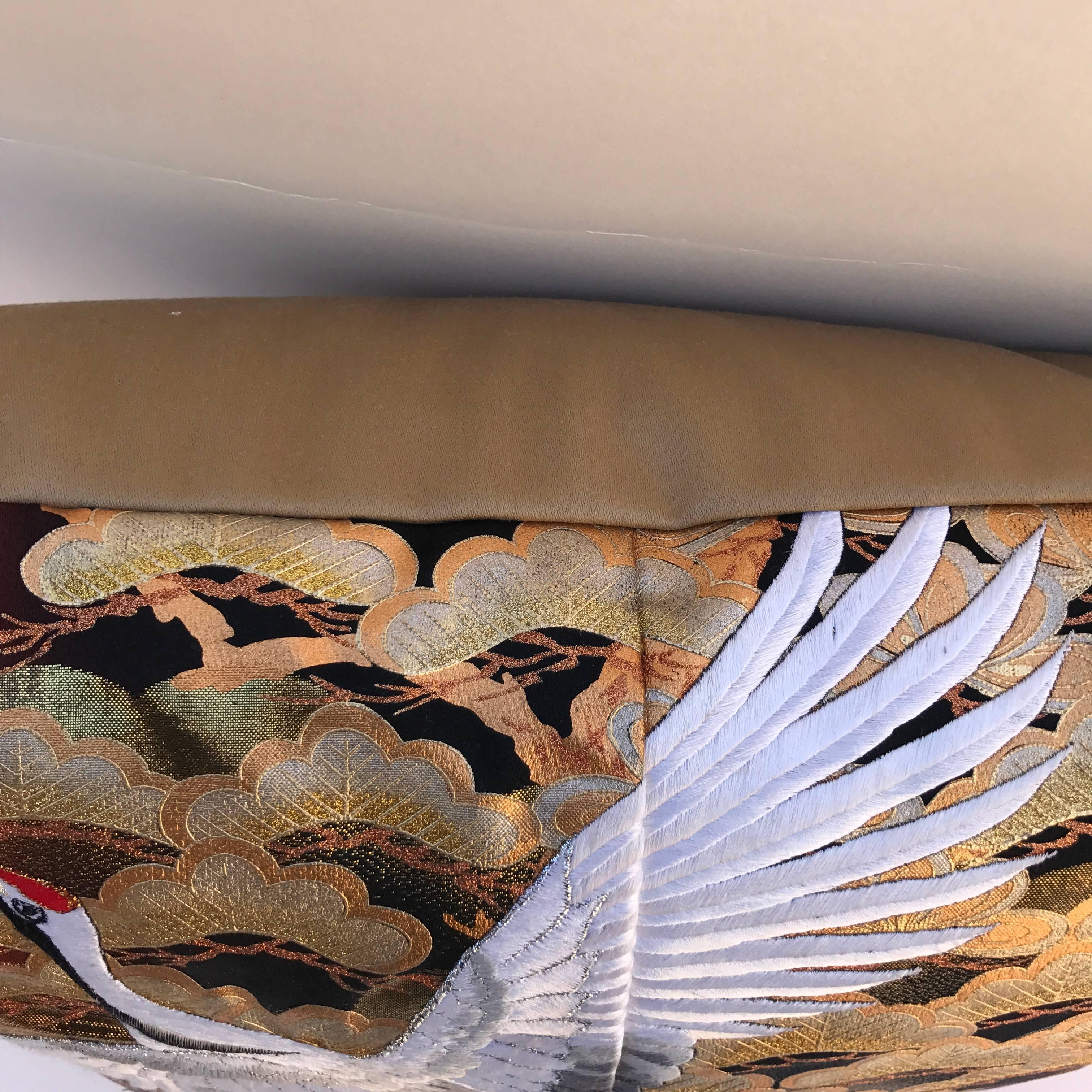 Custom Pillow Cut from a Japanese Vintage Silk Uchikake Wedding Kimono For Sale 3