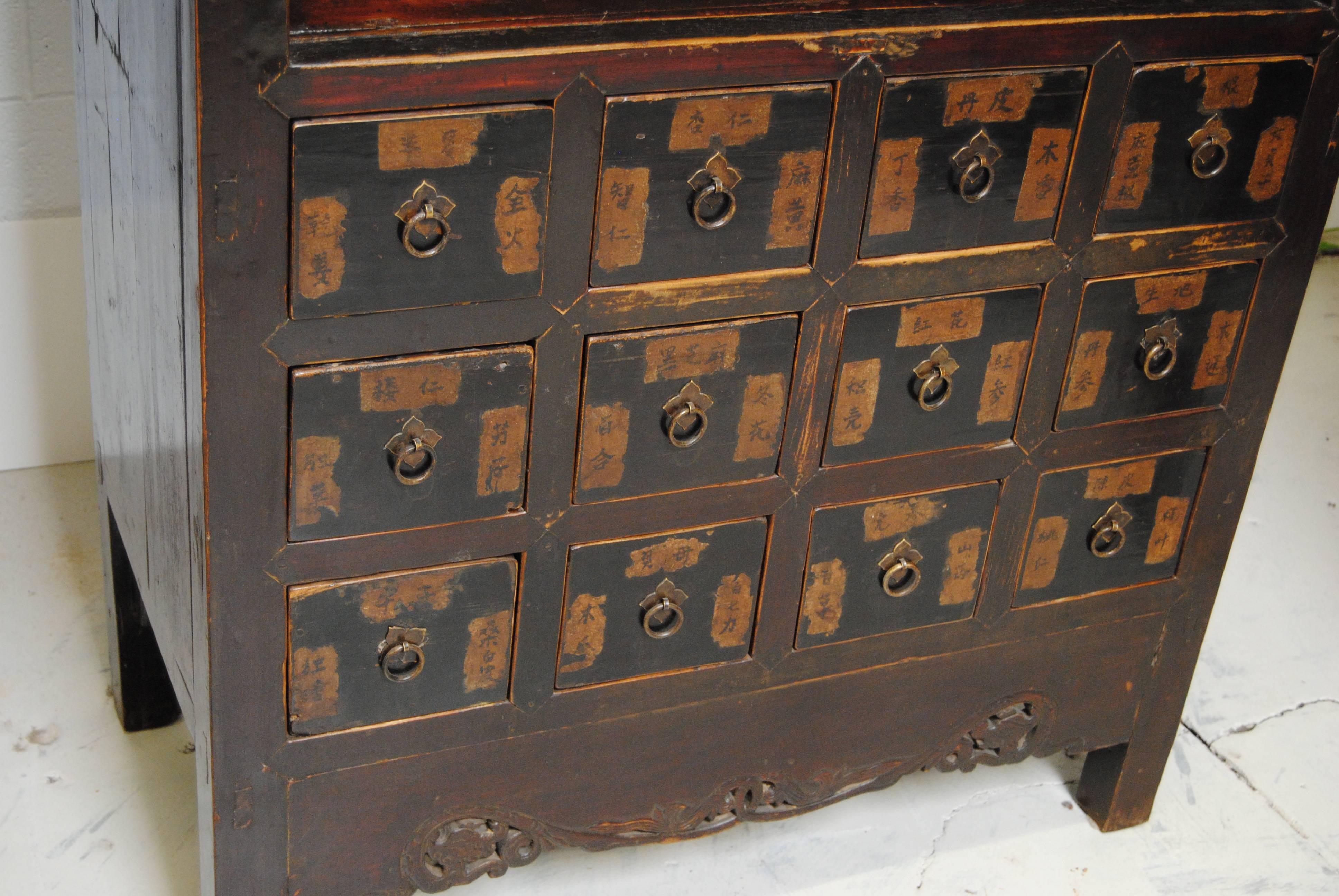 Antique Chinese 15-Drawer Apothecary with Shelves, Late 19th Century For Sale 2