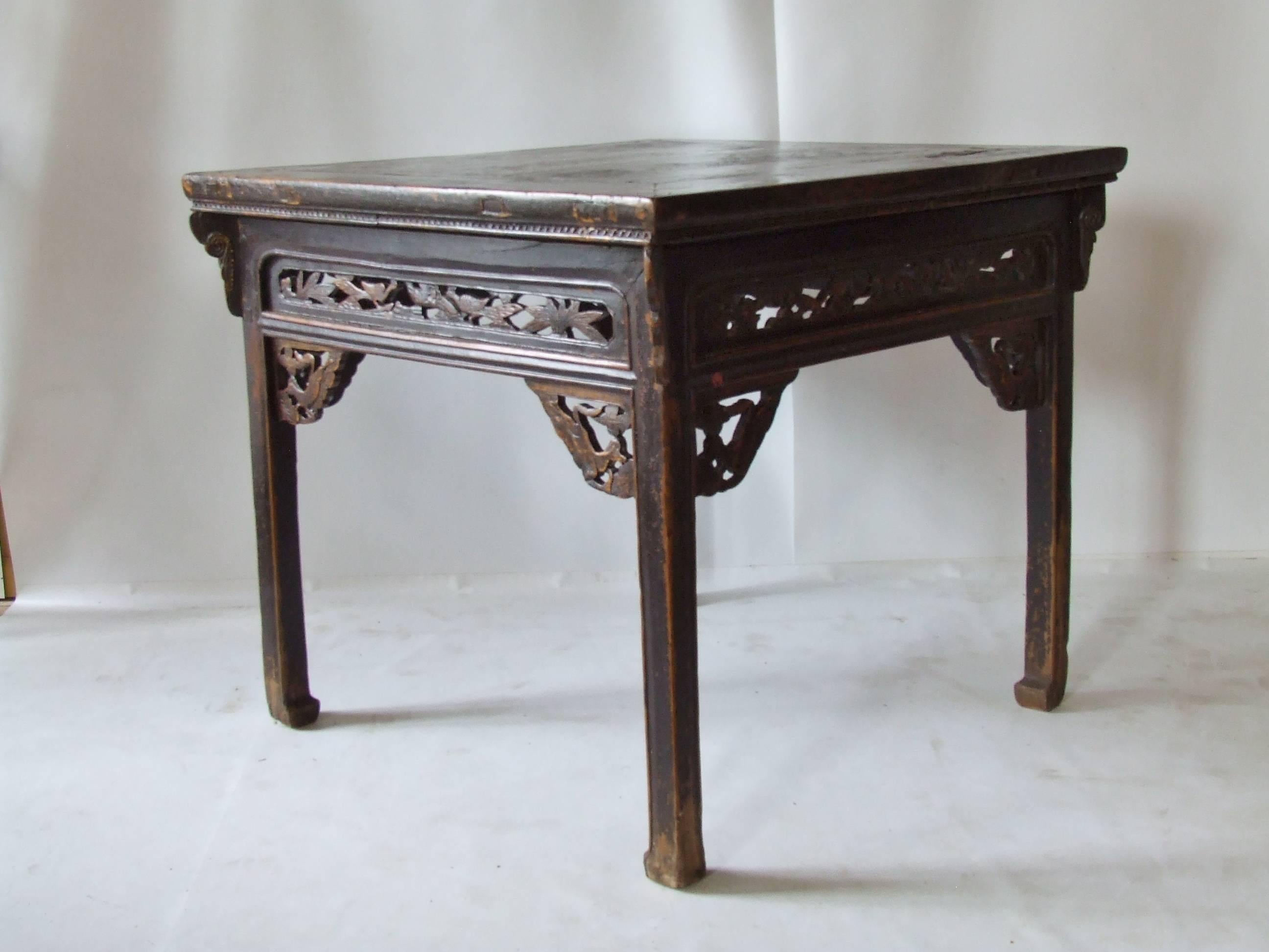 Antique Chinese Eight Horse Square Elmwood Table, Mid-19th Century For Sale 2