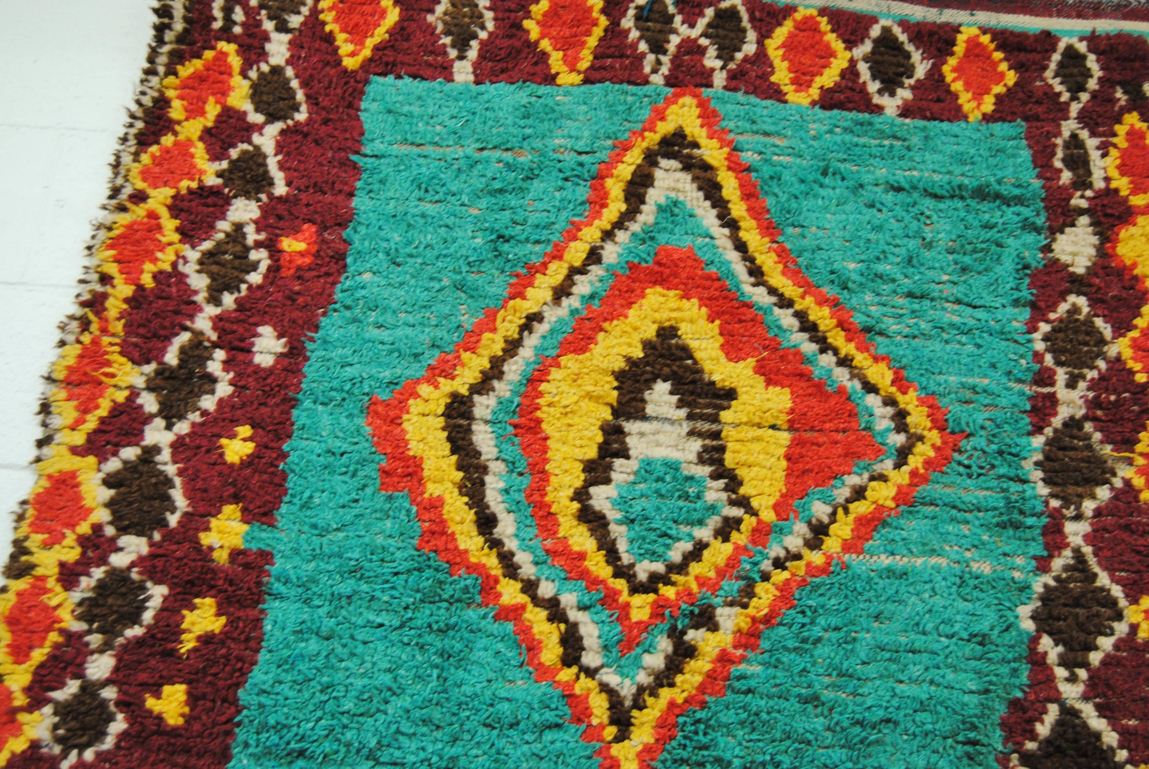 20th Century Vintage Moroccan Hand-Loomed Wool Azilal Rug For Sale