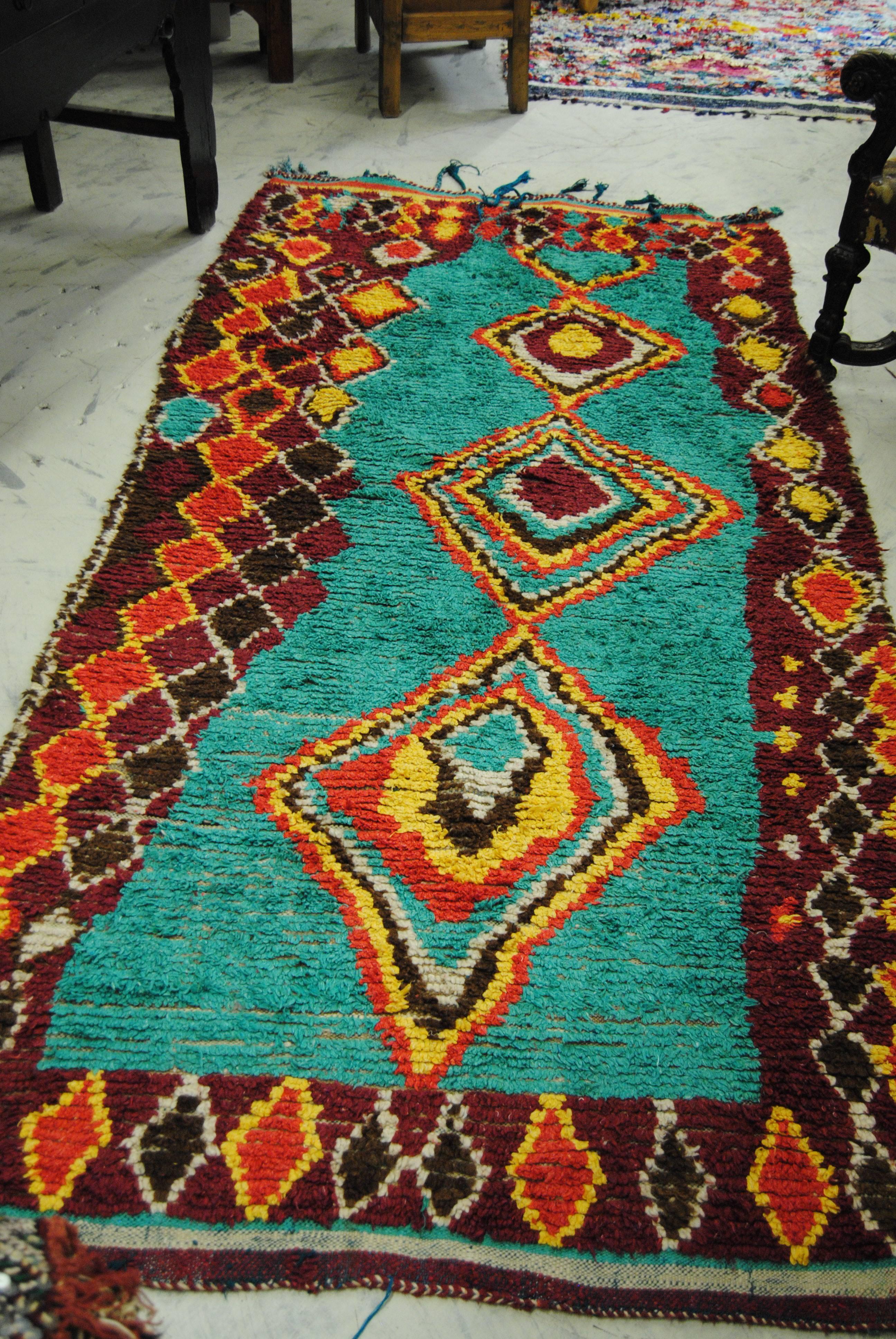 Vintage Moroccan Hand-Loomed Wool Azilal Rug For Sale 3