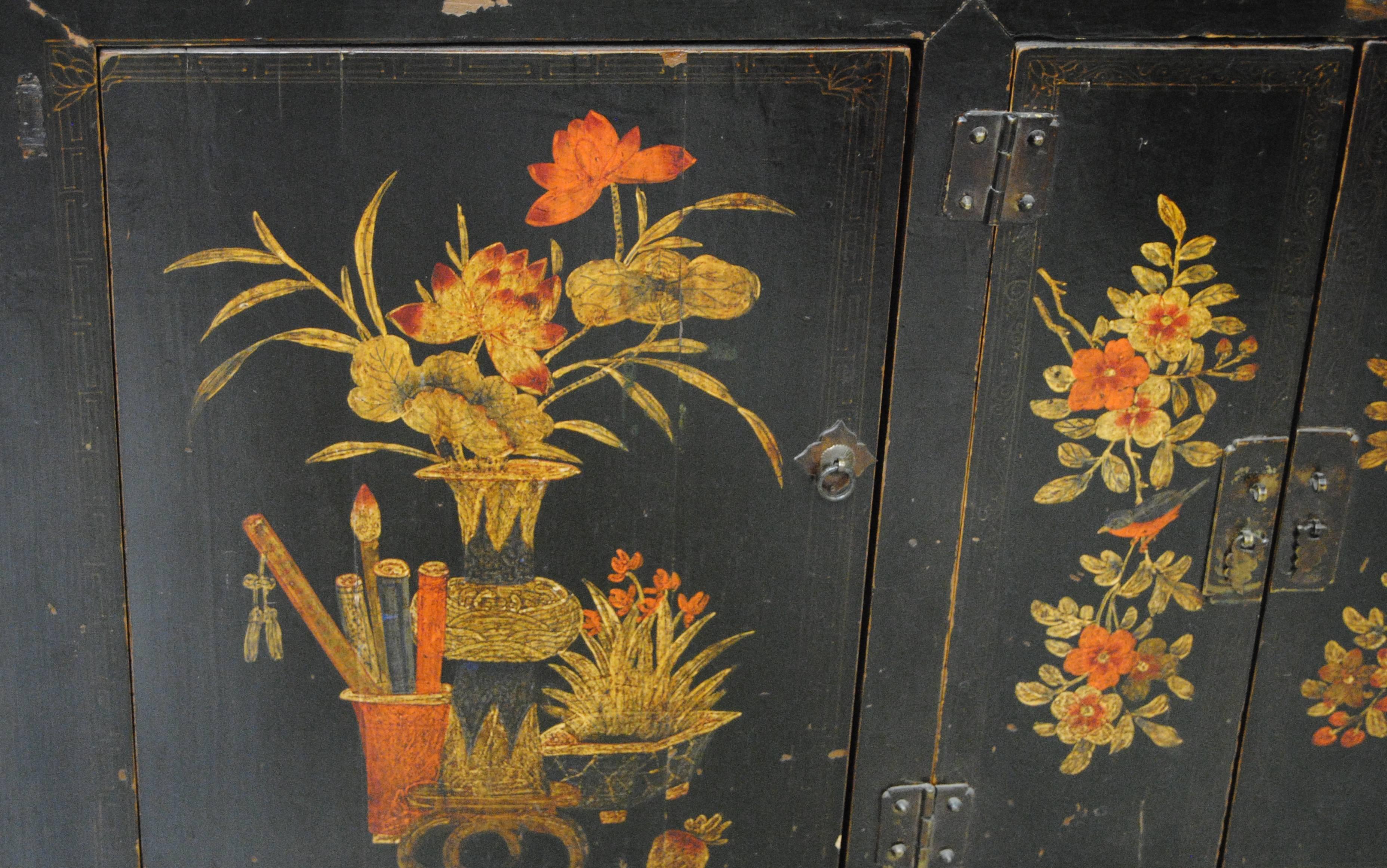 Wood Late 19th Century Antique Chinese Manchurian Cabinet For Sale