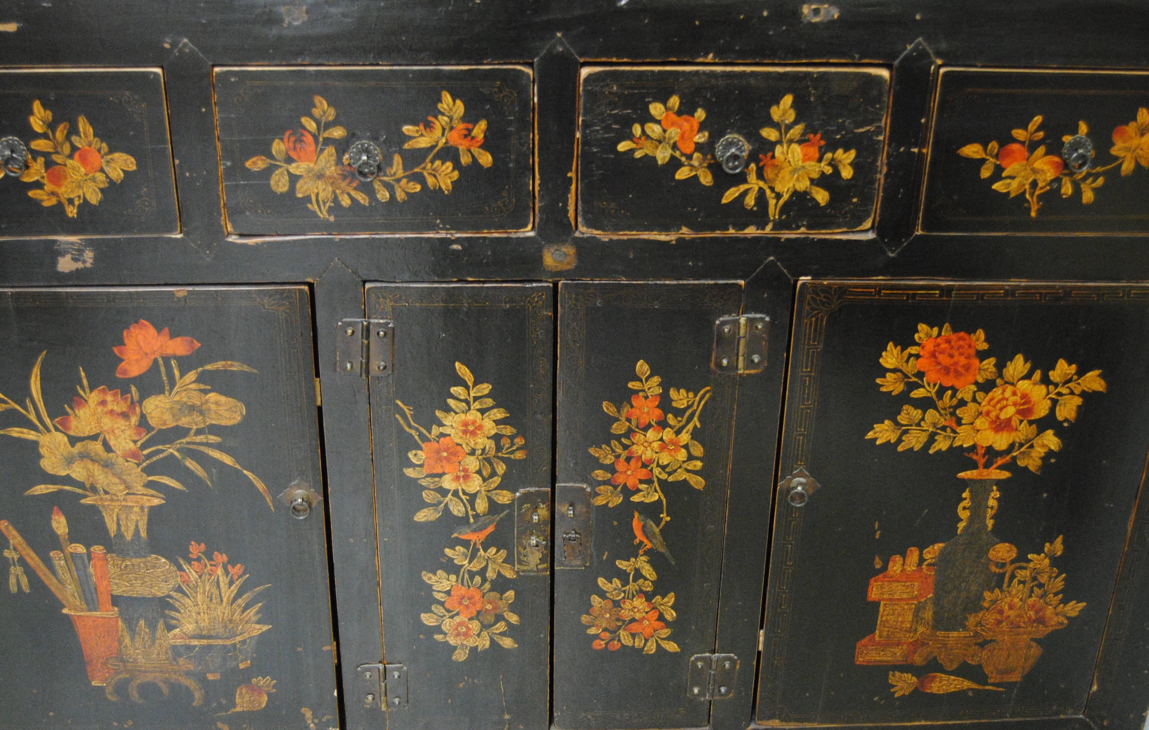 Late 19th Century Antique Chinese Manchurian Cabinet In Good Condition For Sale In Glen Ellyn, IL