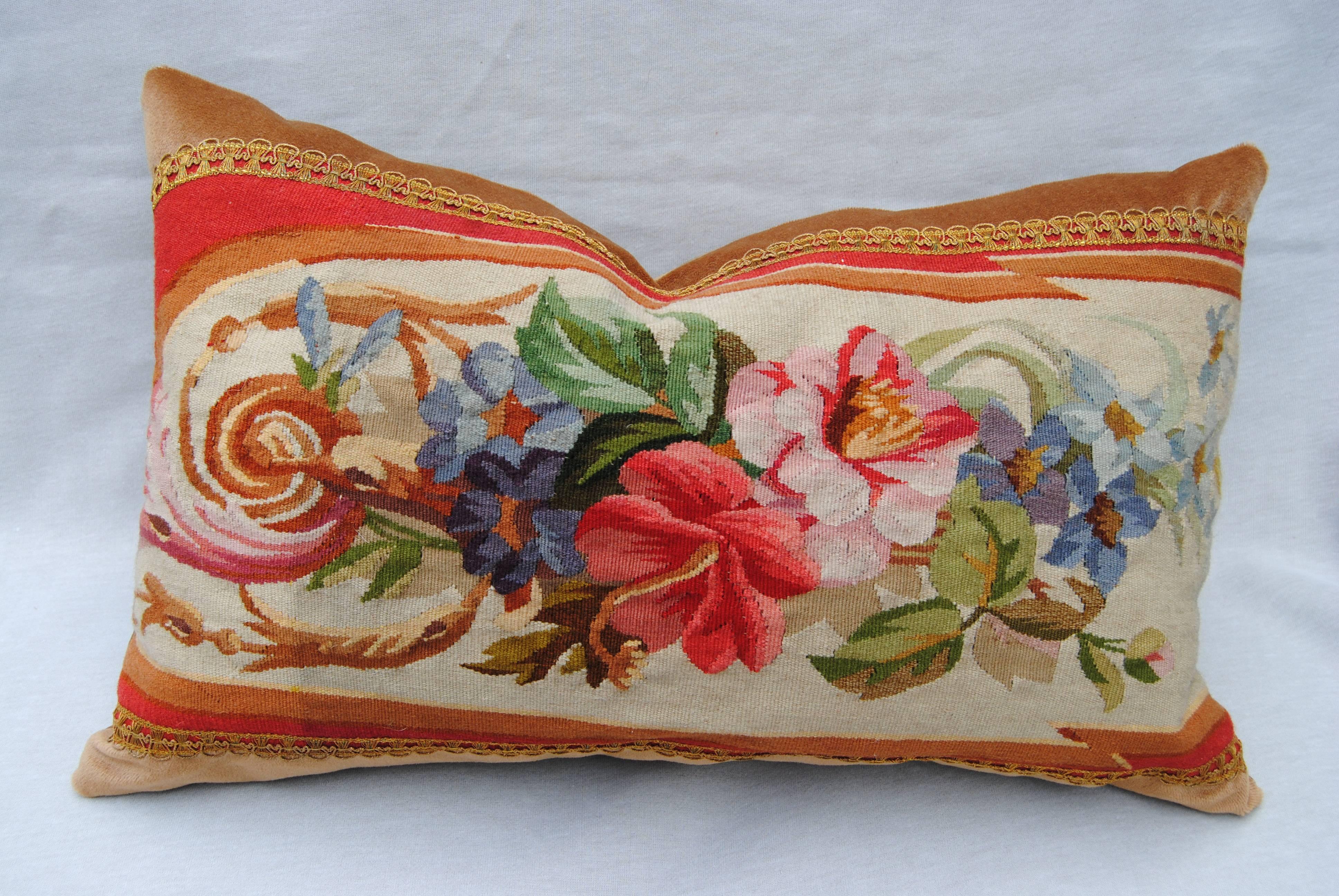 Antique French Aubusson Pillow from an Antique Portiere For Sale 1