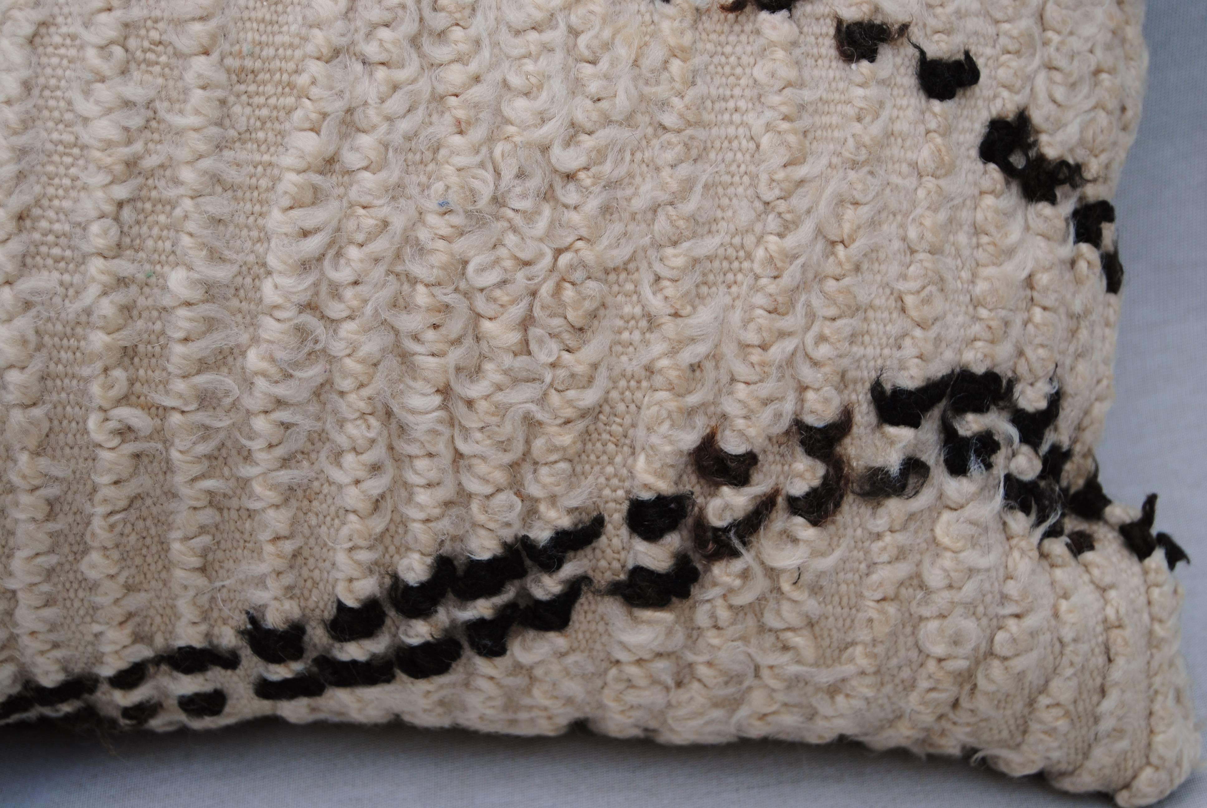 20th Century Vintage Hand Loomed Wool Beni Ouarian Moroccan Pillow, Atlas Mountains For Sale