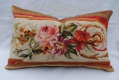 Antique French Aubusson Pillow, Late 19th Century