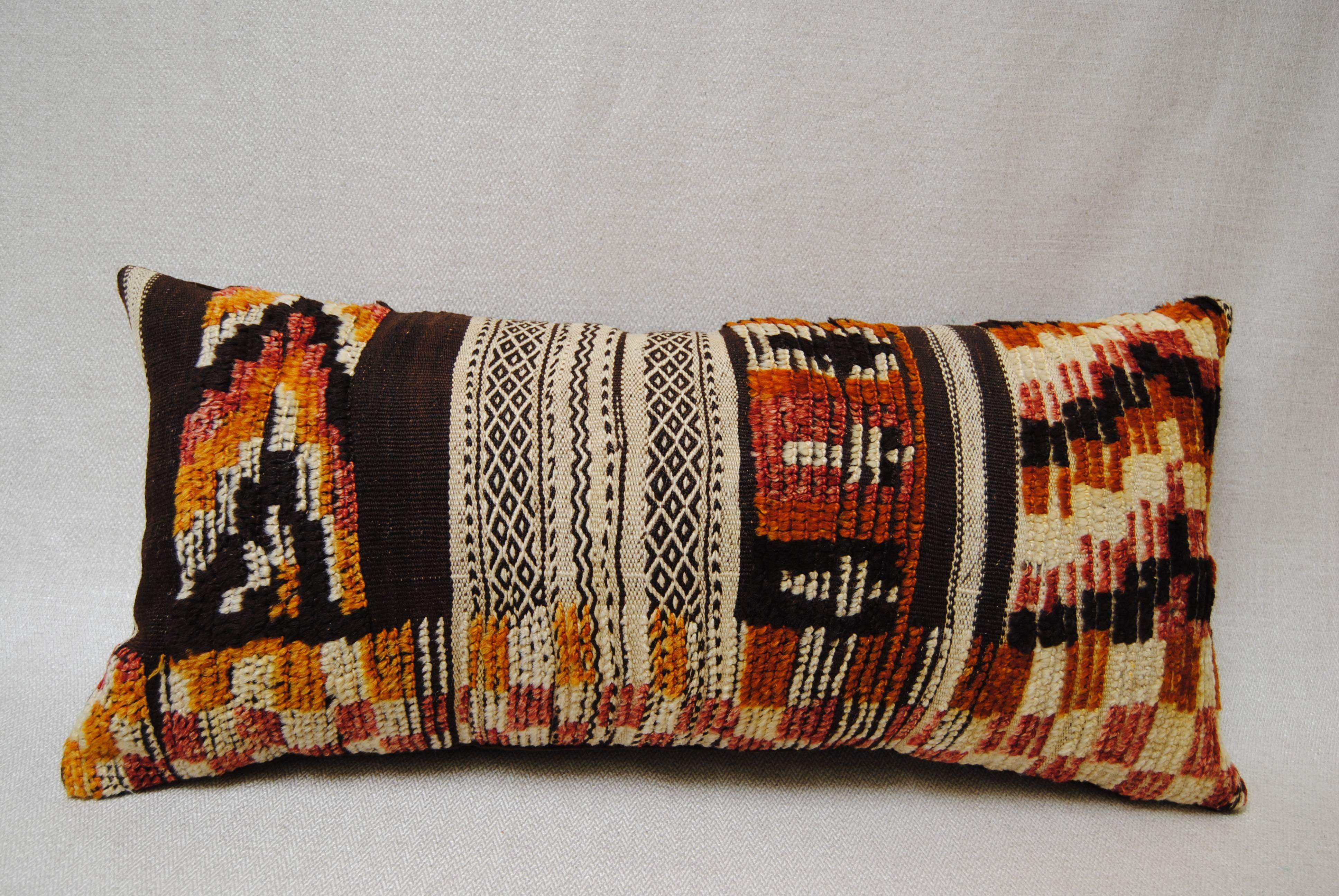Custom Vintage Moroccan Hand-Loomed Wool Pillow 1