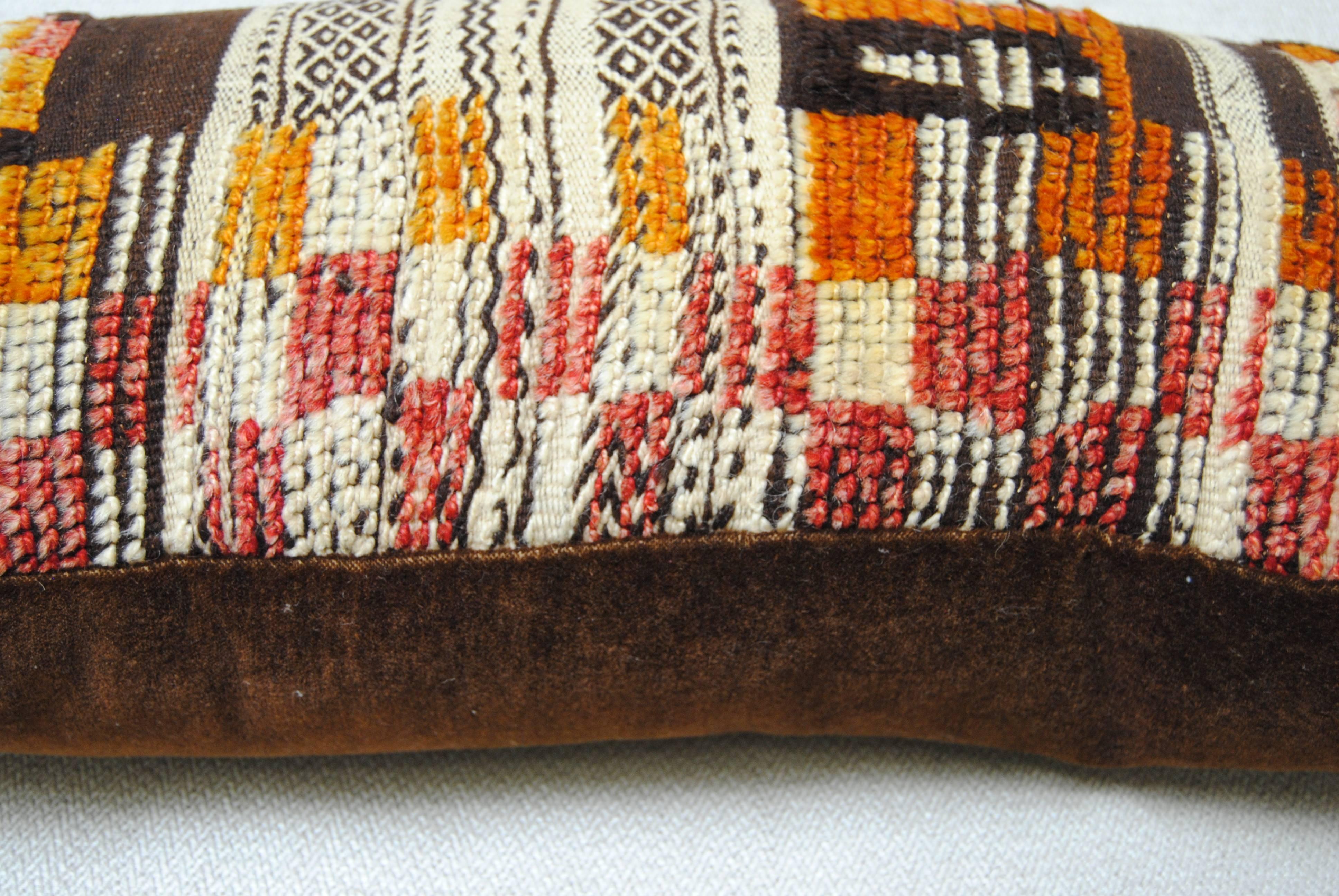 20th Century Custom Vintage Moroccan Hand-Loomed Wool Pillow