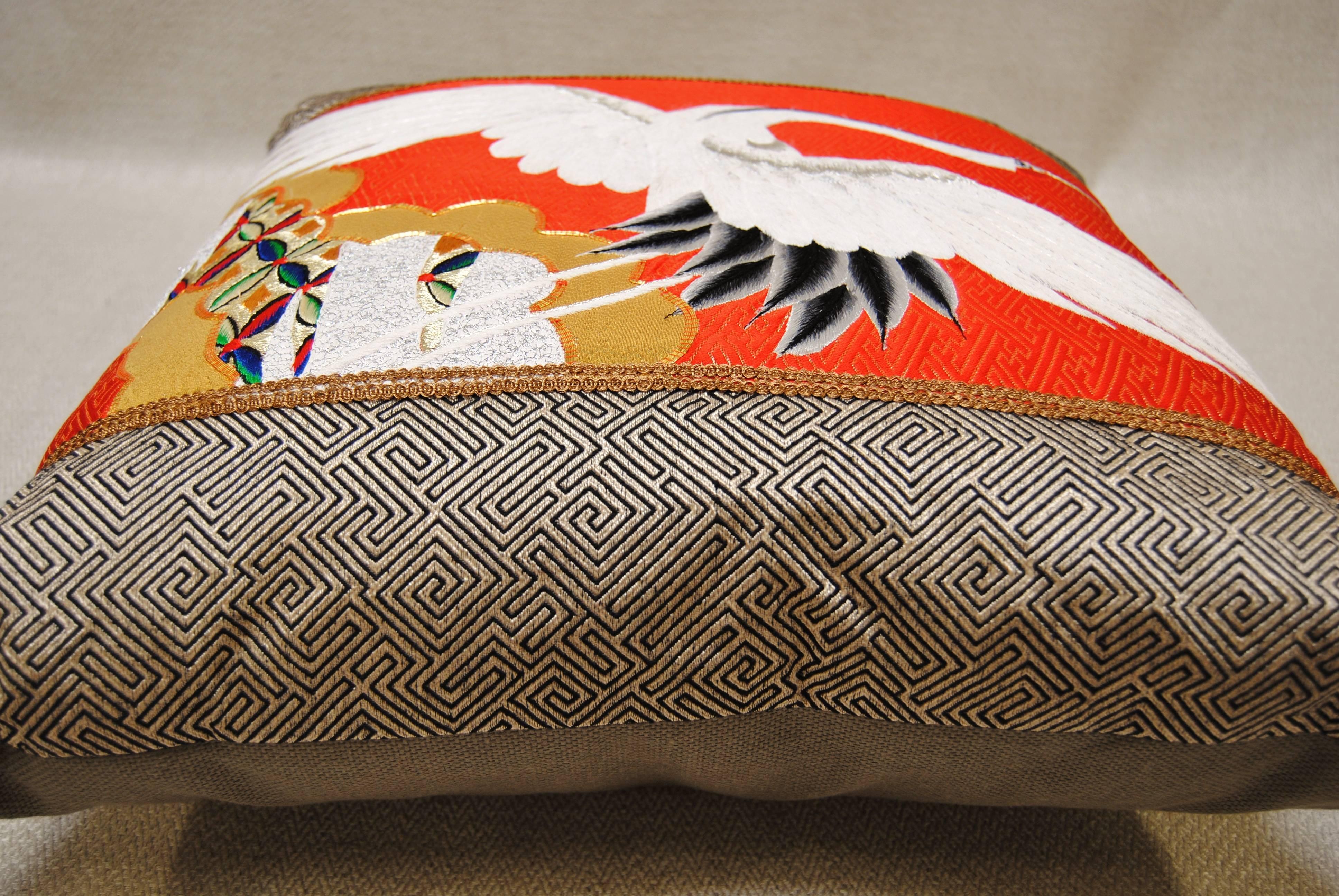 20th Century Japanese Silk Embroidered Vintage Uchikake Wedding Kimono Pillow