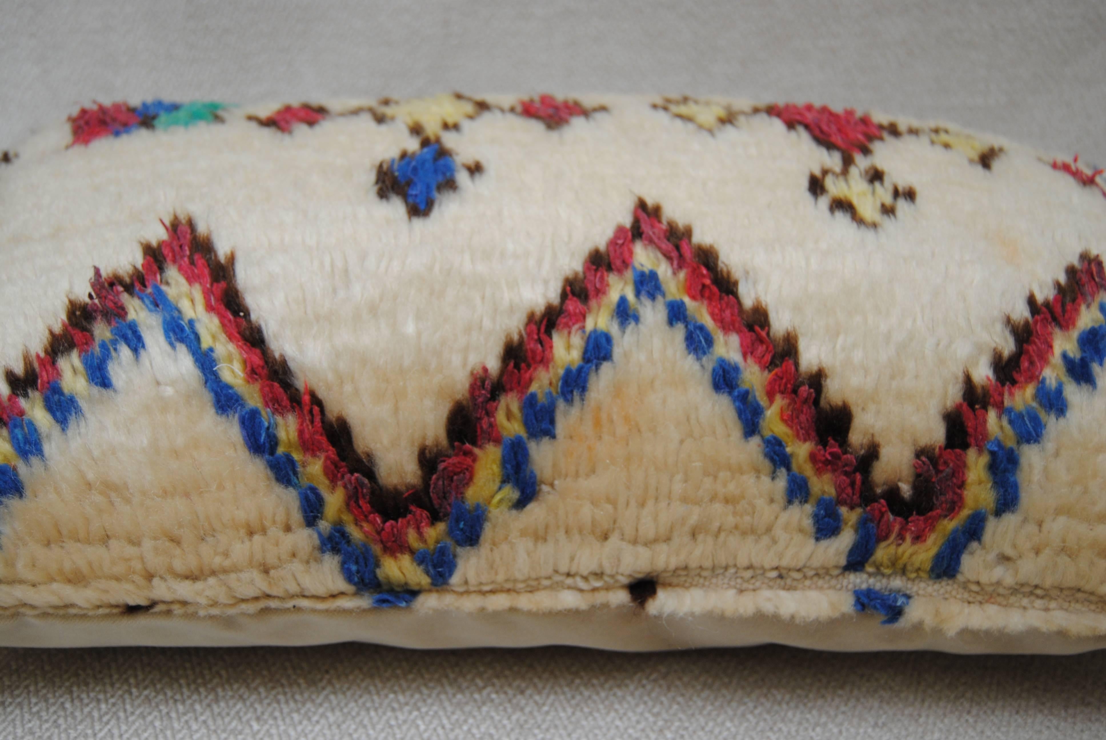 Custom Moroccan Pillow Cut from a Vintage Hand-Loomed Wool Vintage Azilal Rug 1