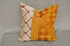 Silk Embroidered Vintage Phulkari Bagh Pillow, Punjab, India