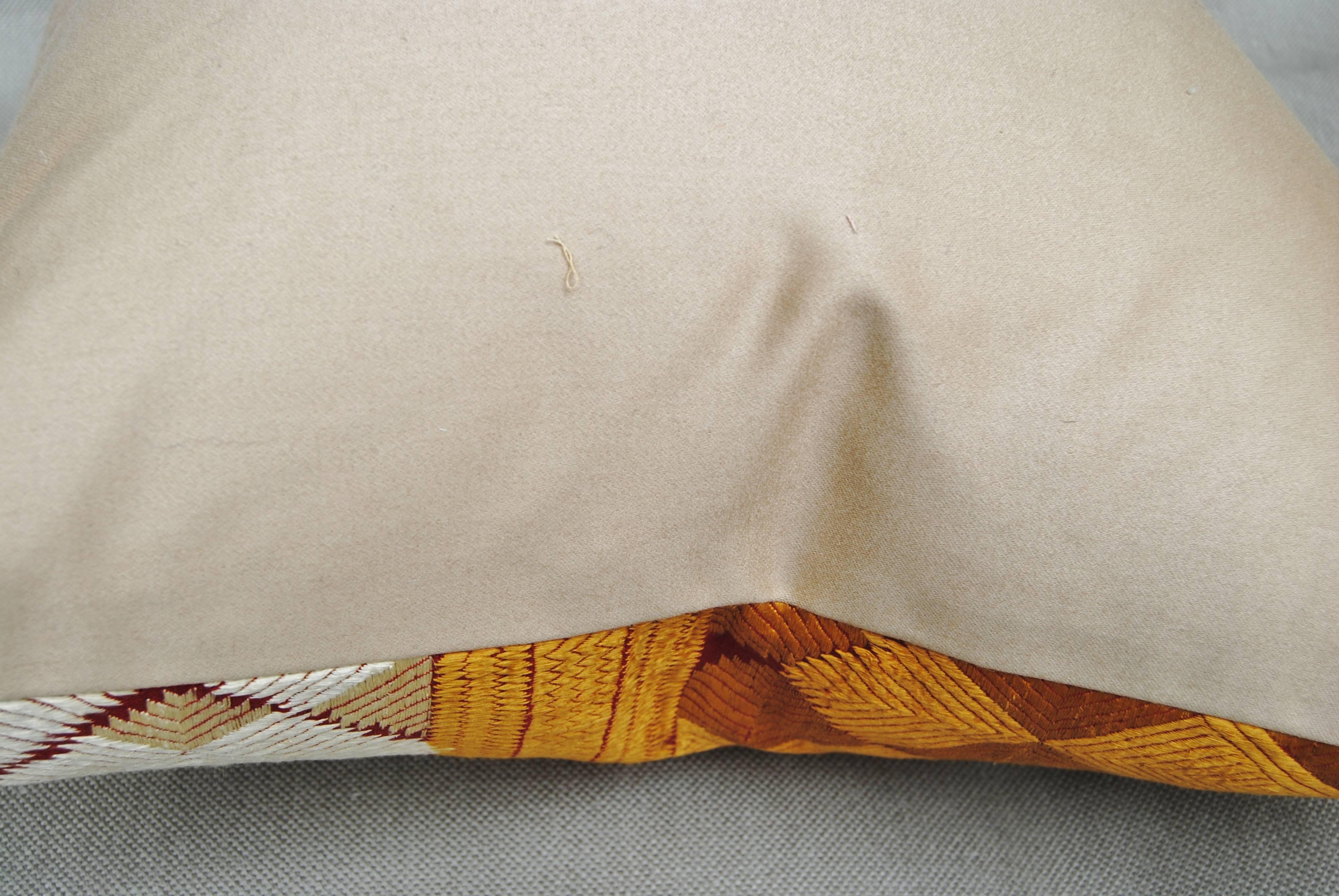 20th Century Silk Embroidered Vintage Phulkari Bagh Pillow, Punjab, India For Sale
