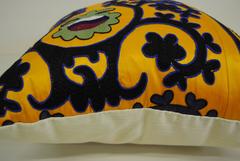 Hand Embroidered Silk or Cotton Uzbekistan Textile Pillow