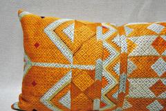 Golden Silk Embroidered Phulkari Bagh Pillow, Punjab, India