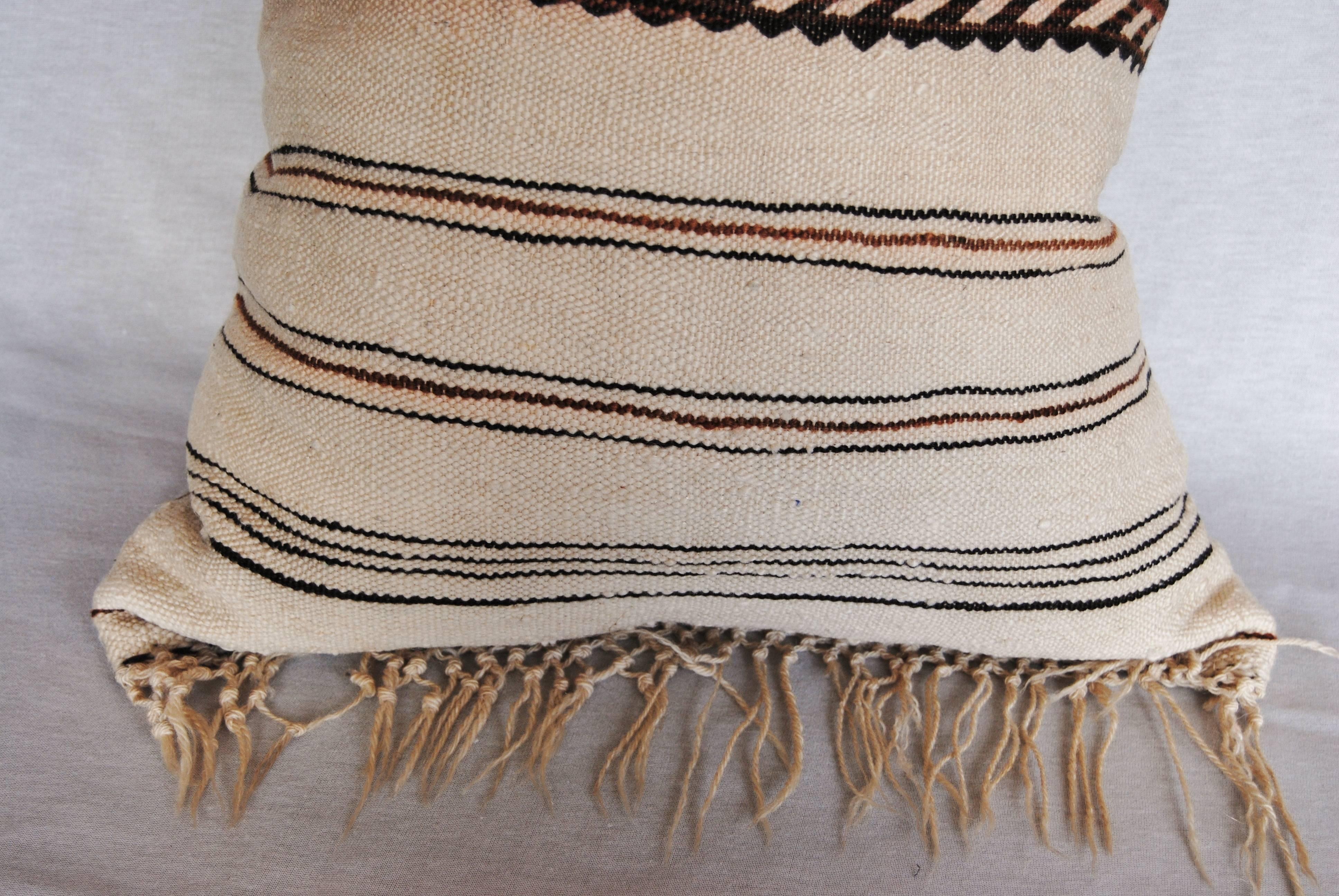 Wool Custom Pillow Cut from a Vintage Moroccan Berber Rug from the Atlas Mountains