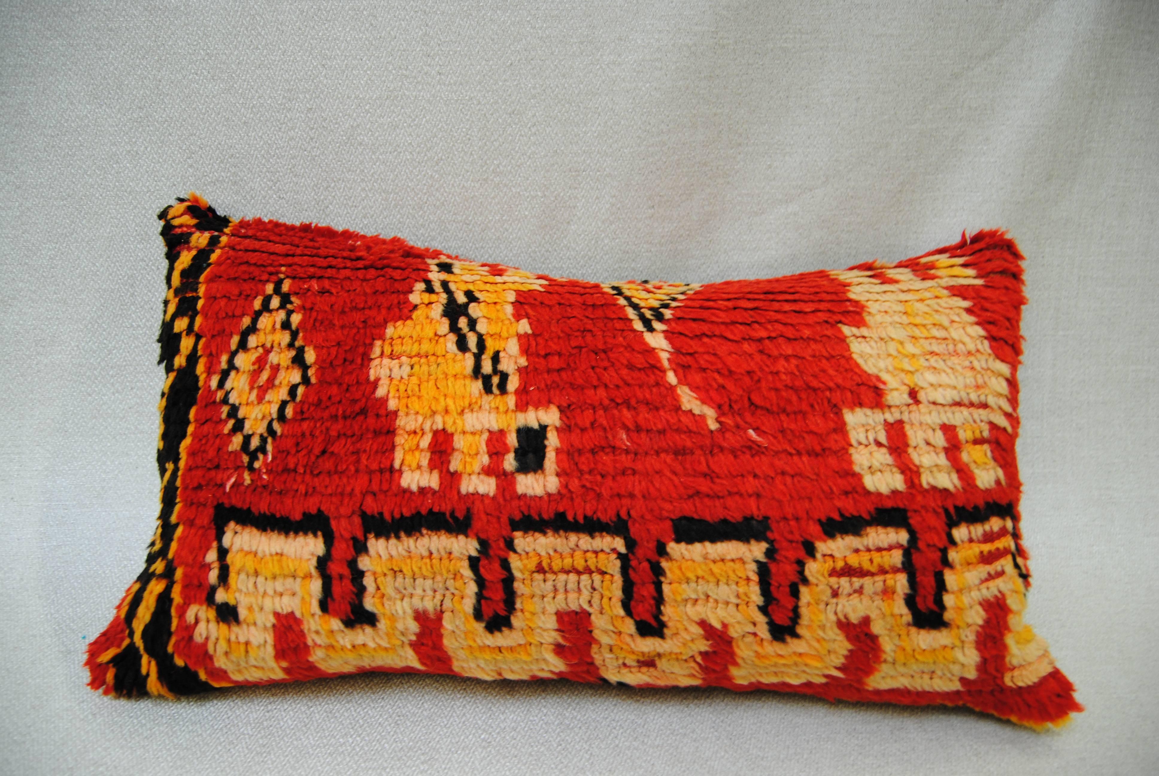 Custom Pillow from a Hand-Loomed Wool Vintage Moroccan Rug, Atlas Mountains For Sale 2