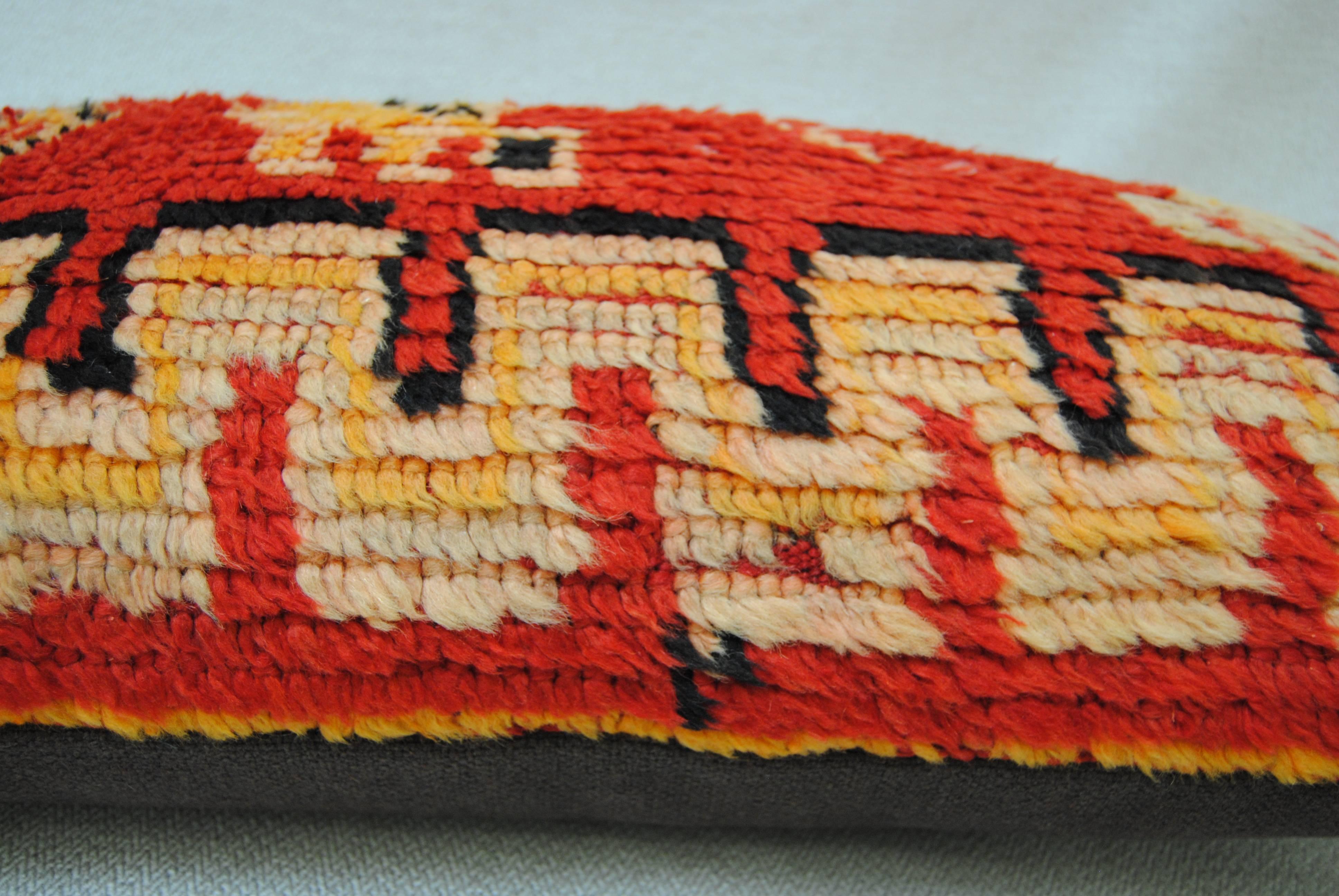 Custom Pillow from a Hand-Loomed Wool Vintage Moroccan Rug, Atlas Mountains In Good Condition For Sale In Glen Ellyn, IL