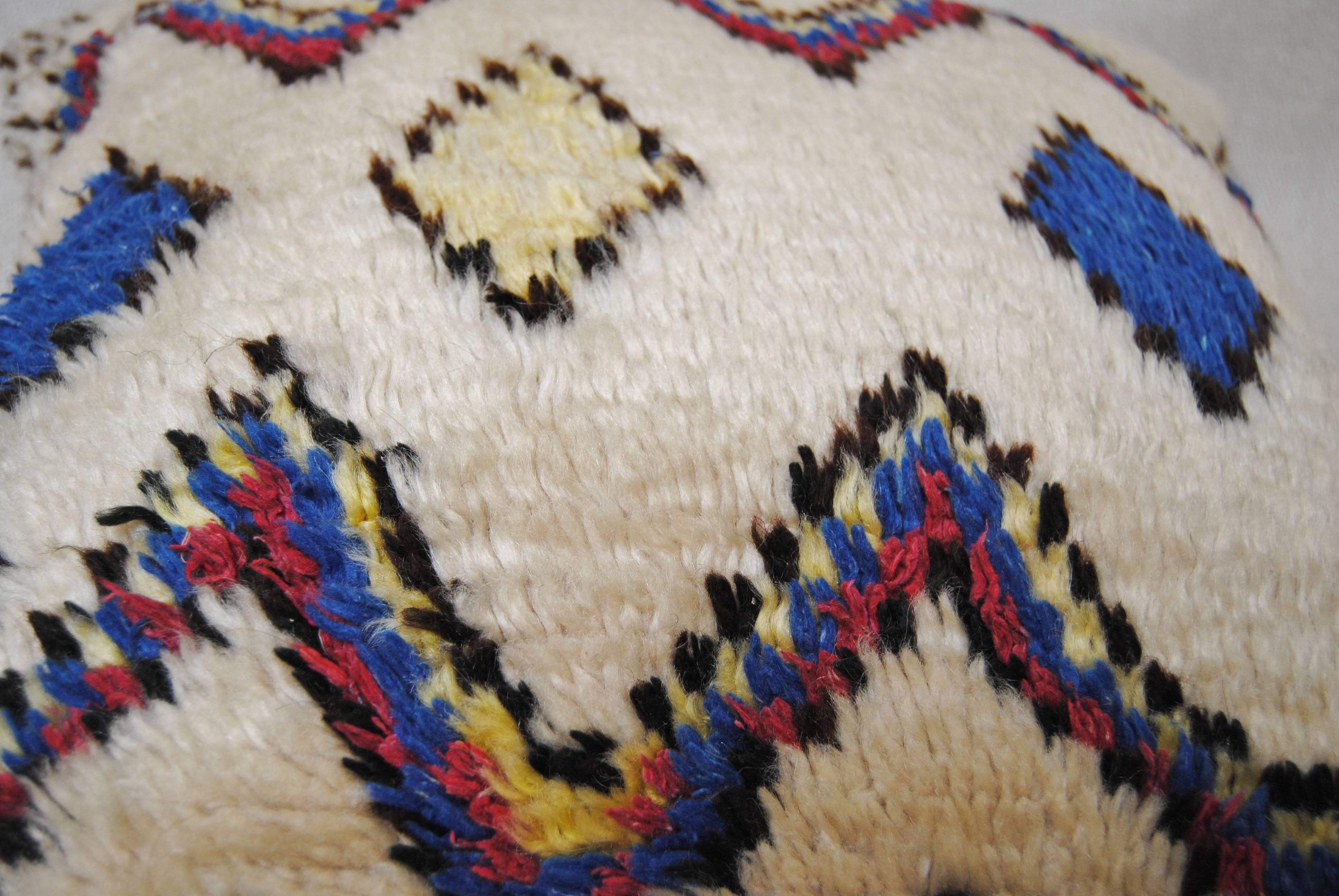 20th Century Custom Pillow Cut from a Hand-Loomed Wool Moroccan Azilal Rug, Atlas Mountains