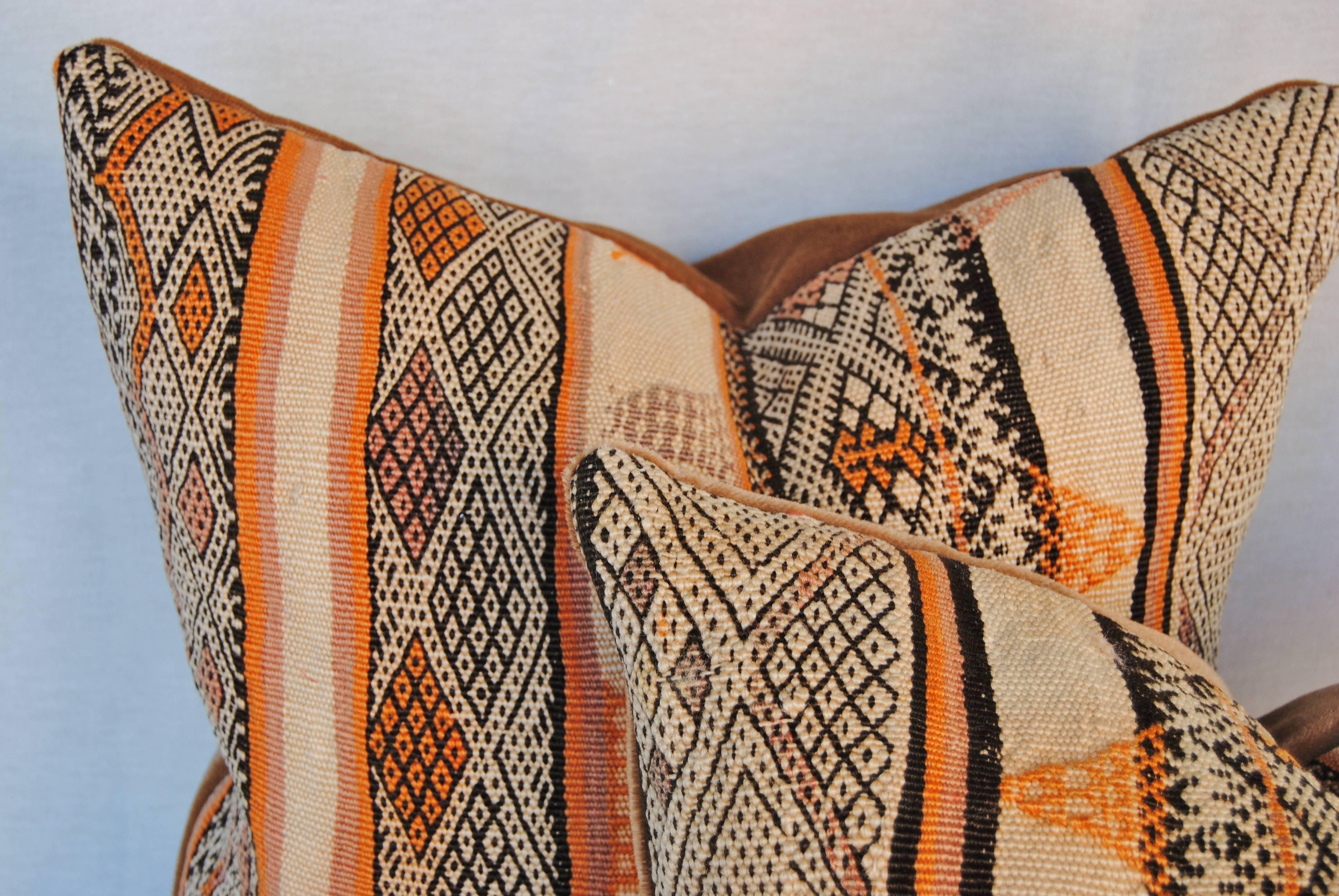 Custom Pillow Cut from a Vintage Hand Loomed Wool Moroccan Berber Rug For Sale 5