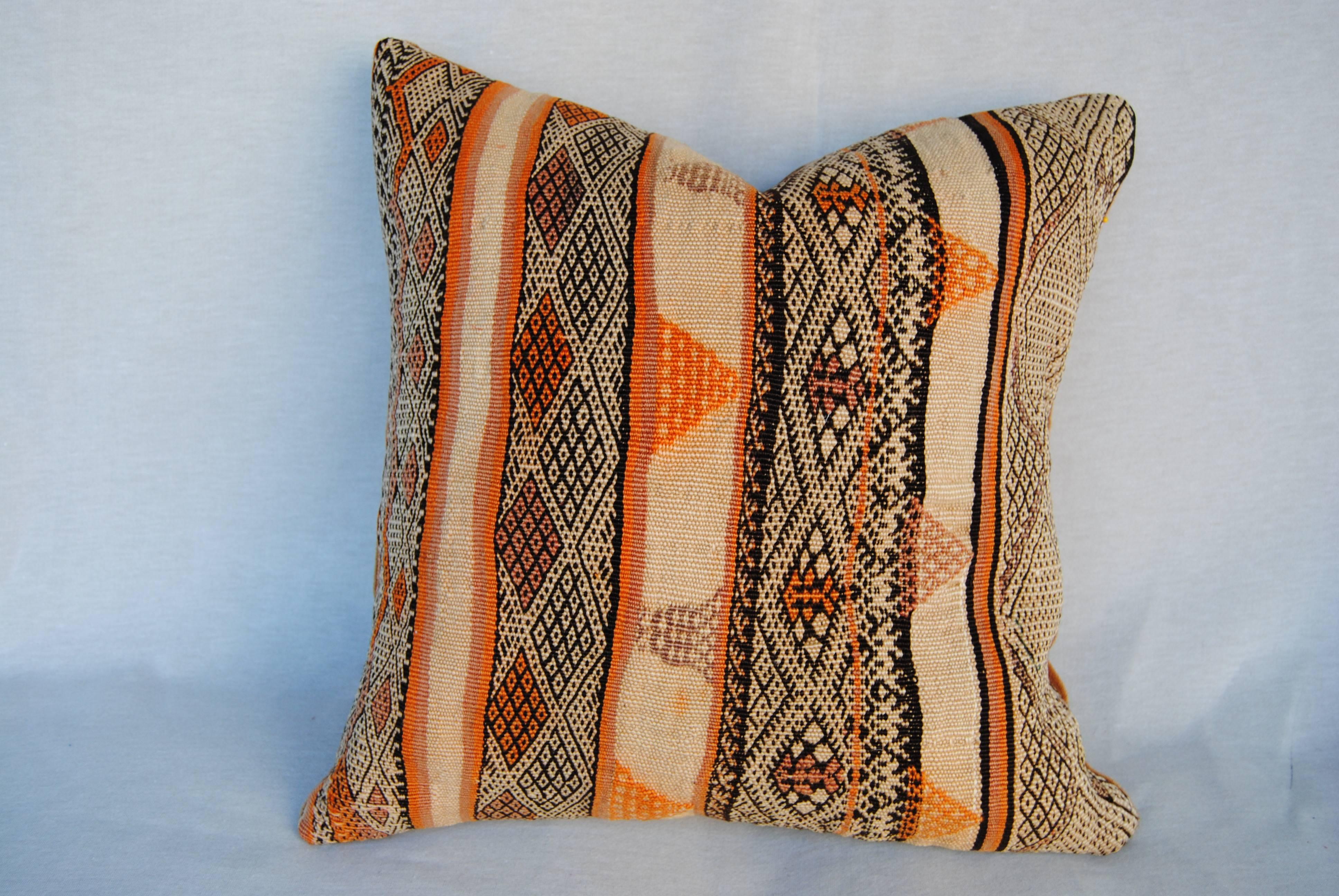 Custom Pillow Cut from a Vintage Moroccan Hand-Loomed Wool  Berber Rug In Good Condition For Sale In Glen Ellyn, IL