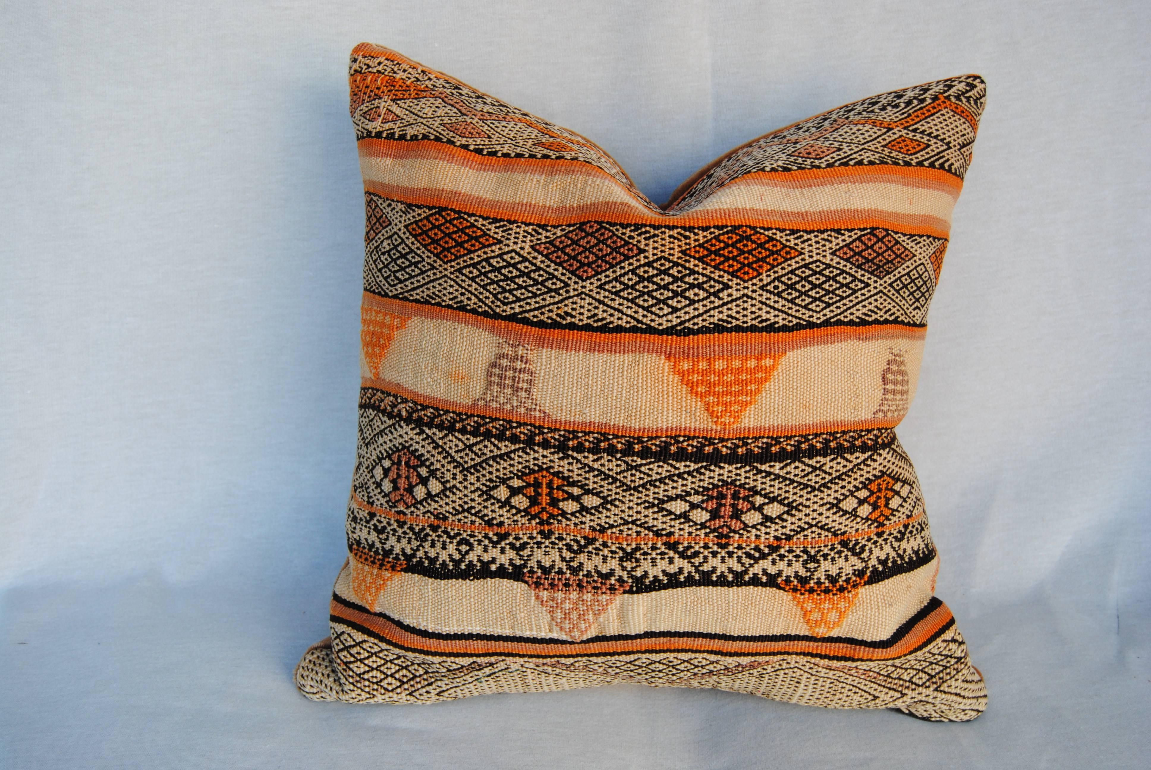 20th Century Custom Pillow Cut from a Vintage Moroccan Hand-Loomed Wool  Berber Rug For Sale